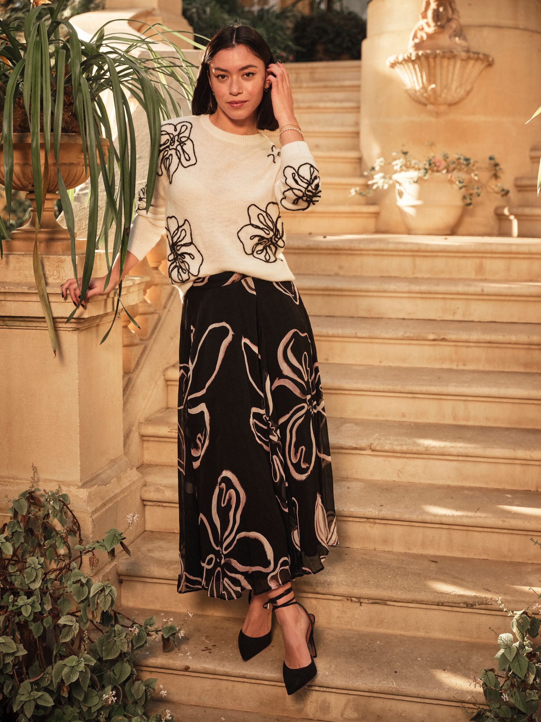 Black Floral Midi Skirt - Image 4 of 4