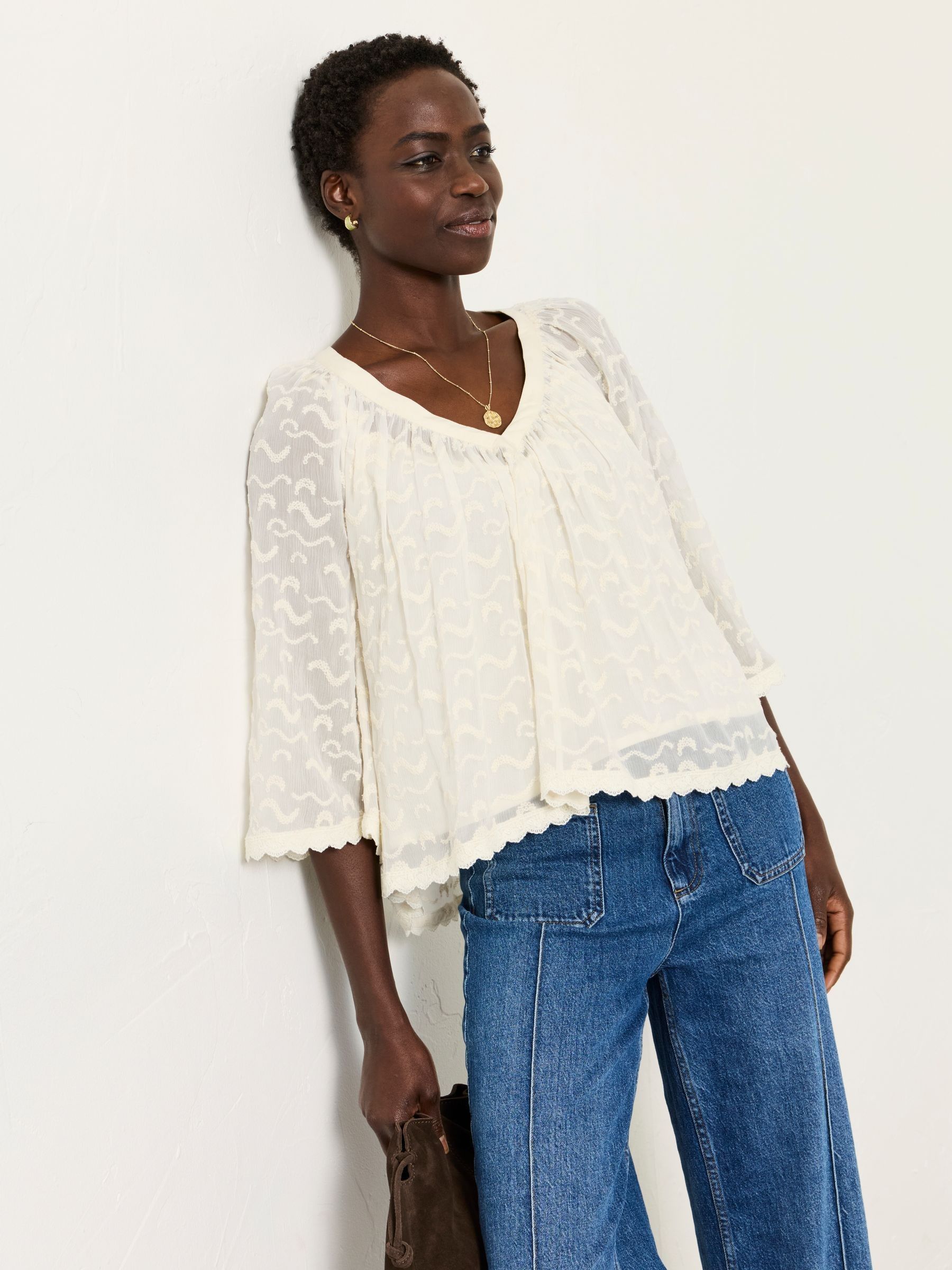 Millie Ivory Regular Embroidered Blouse - Image 10 of 11