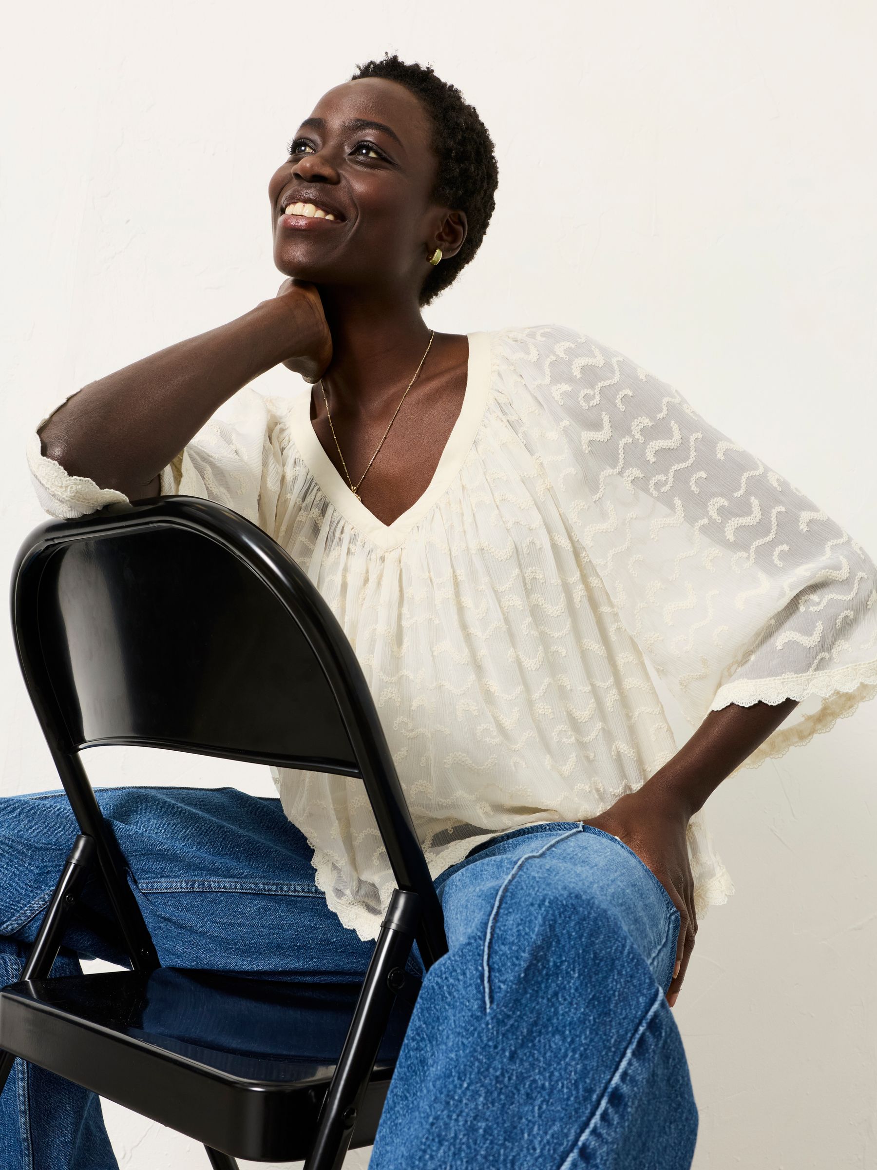 Millie Ivory Regular Embroidered Blouse - Image 4 of 6