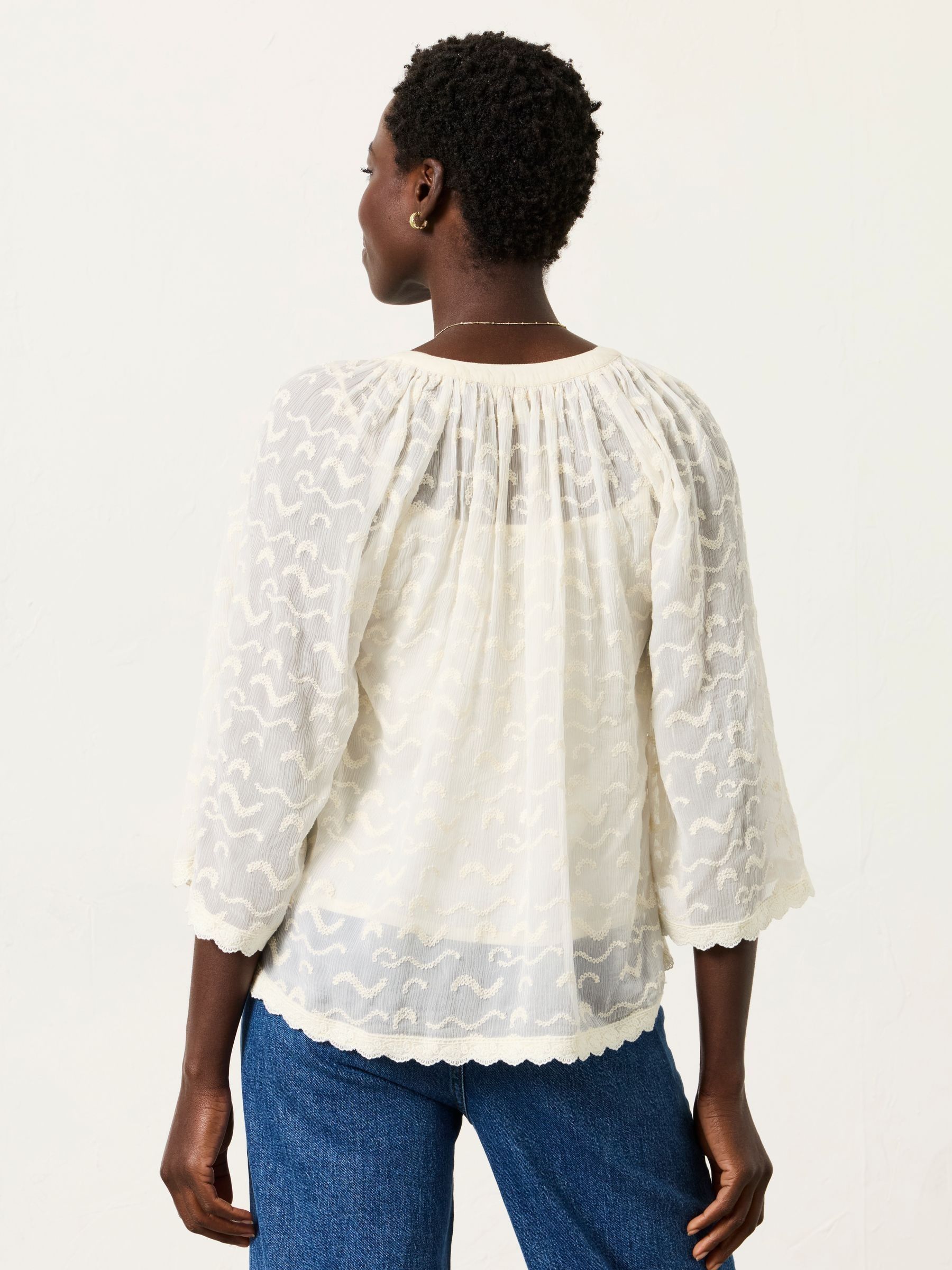 Millie Ivory Regular Embroidered Blouse - Image 7 of 11