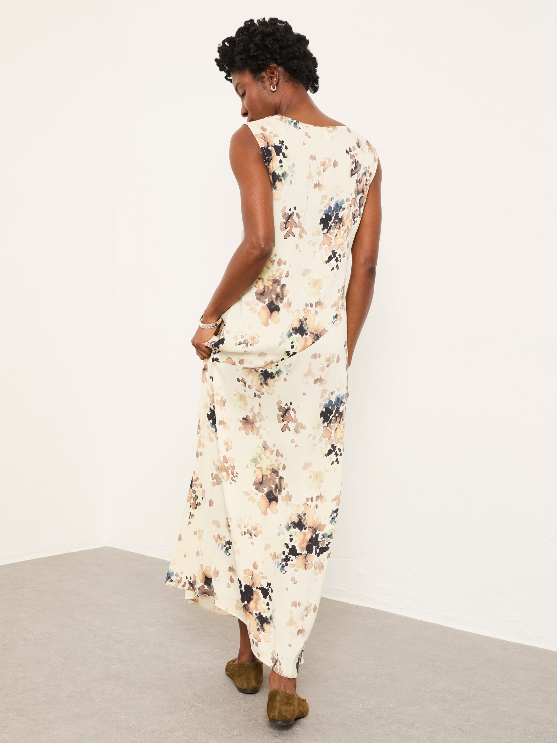 Liza Ivory Floral Cowl Neck Dress - Image 6 of 9
