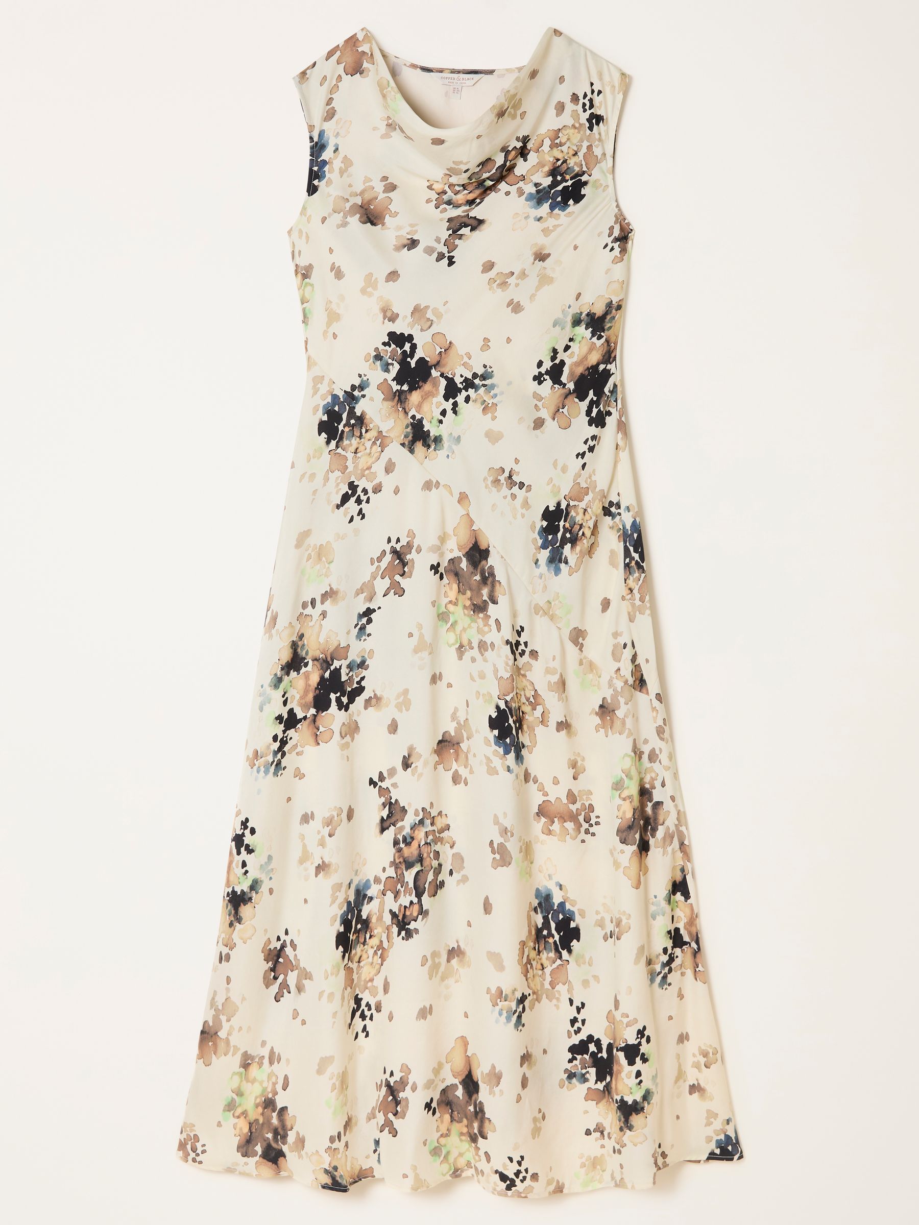 Liza Ivory Floral Cowl Neck Dress - Image 9 of 9
