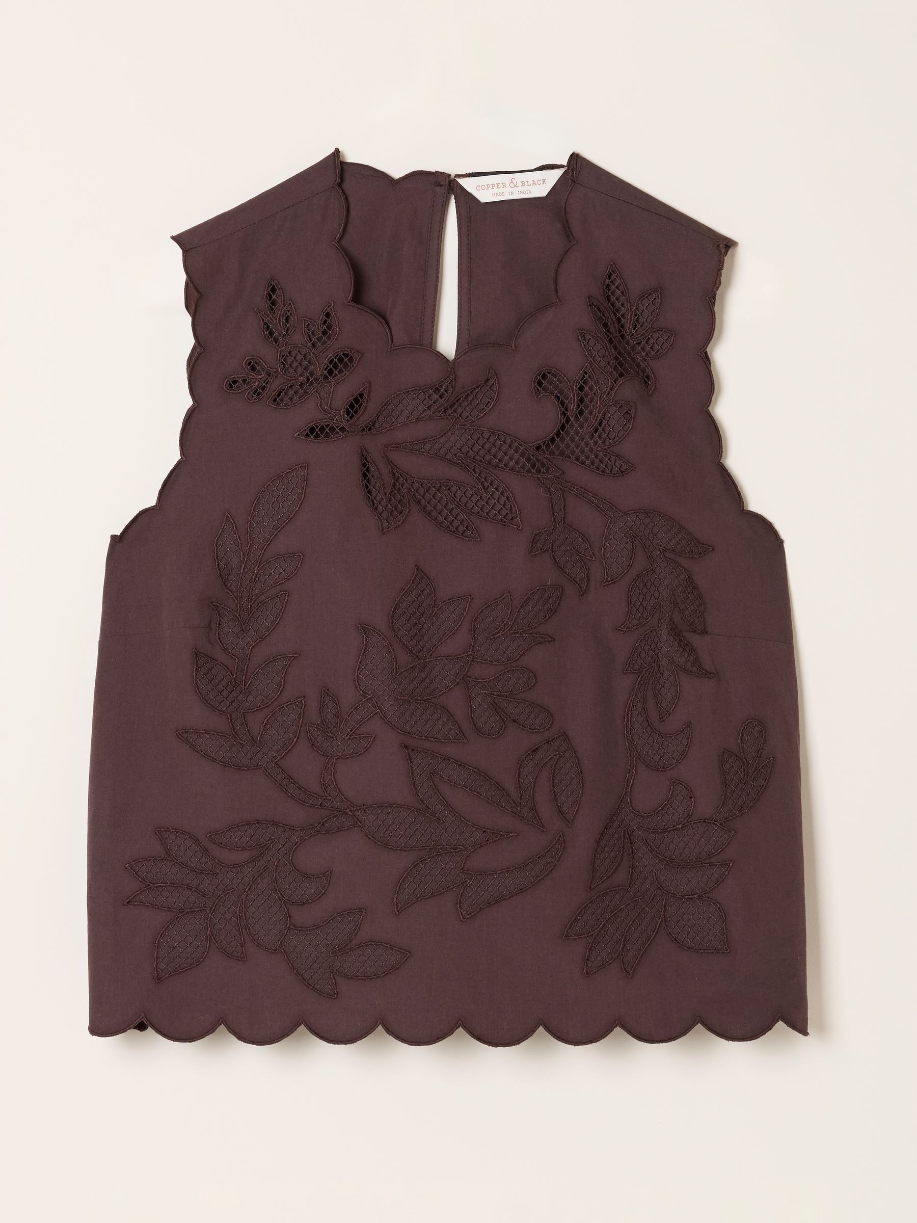 Meg Chocolate Brown Cutwork Shell Top - Image 5 of 5 Meg Chocolate Brown Cutwork Shell Top - Image 5 of 5