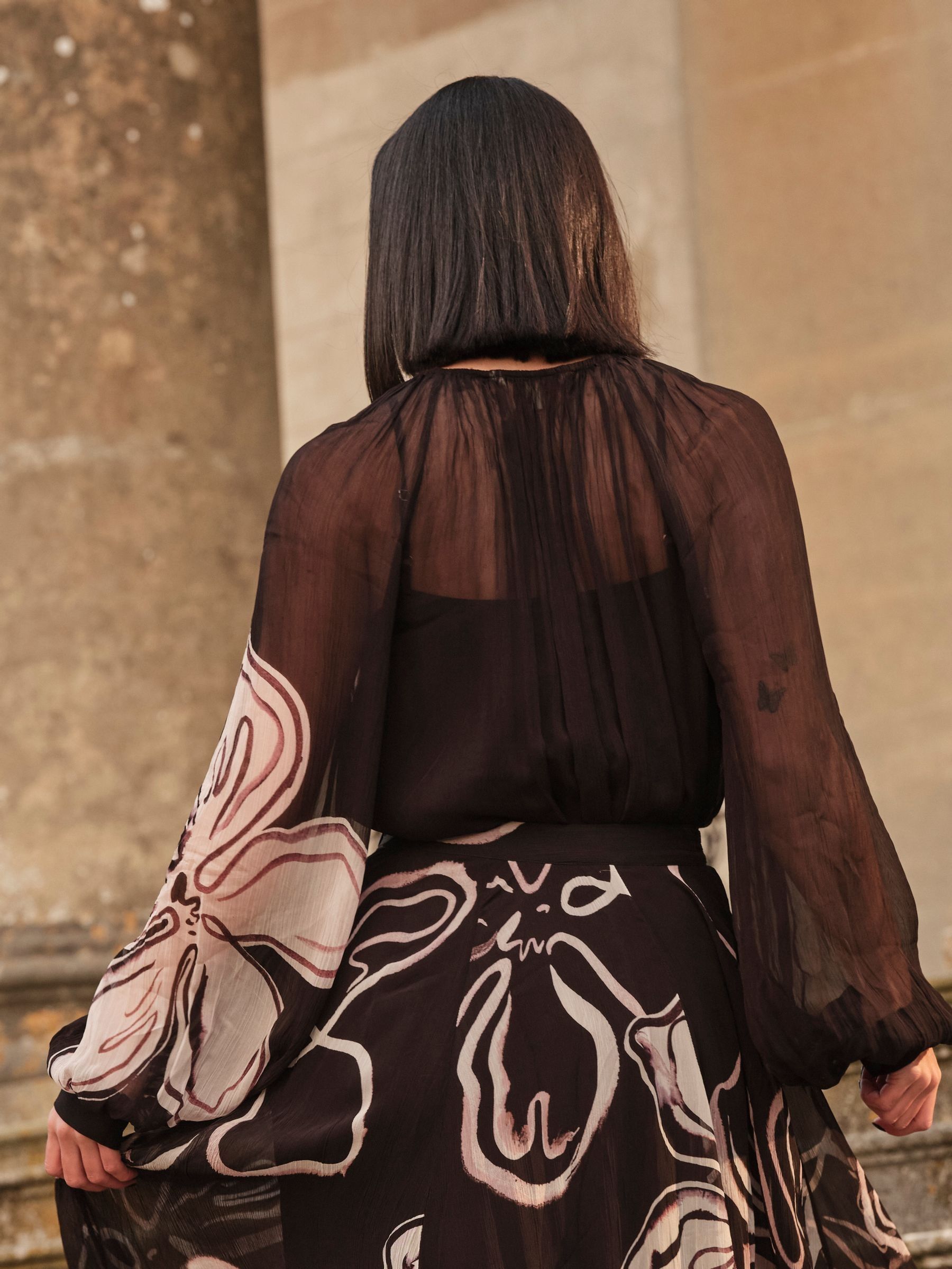 Emmy Black Floral Regular Blouse - Image 2 of 5 Emmy Black Floral Regular Blouse - Image 2 of 5