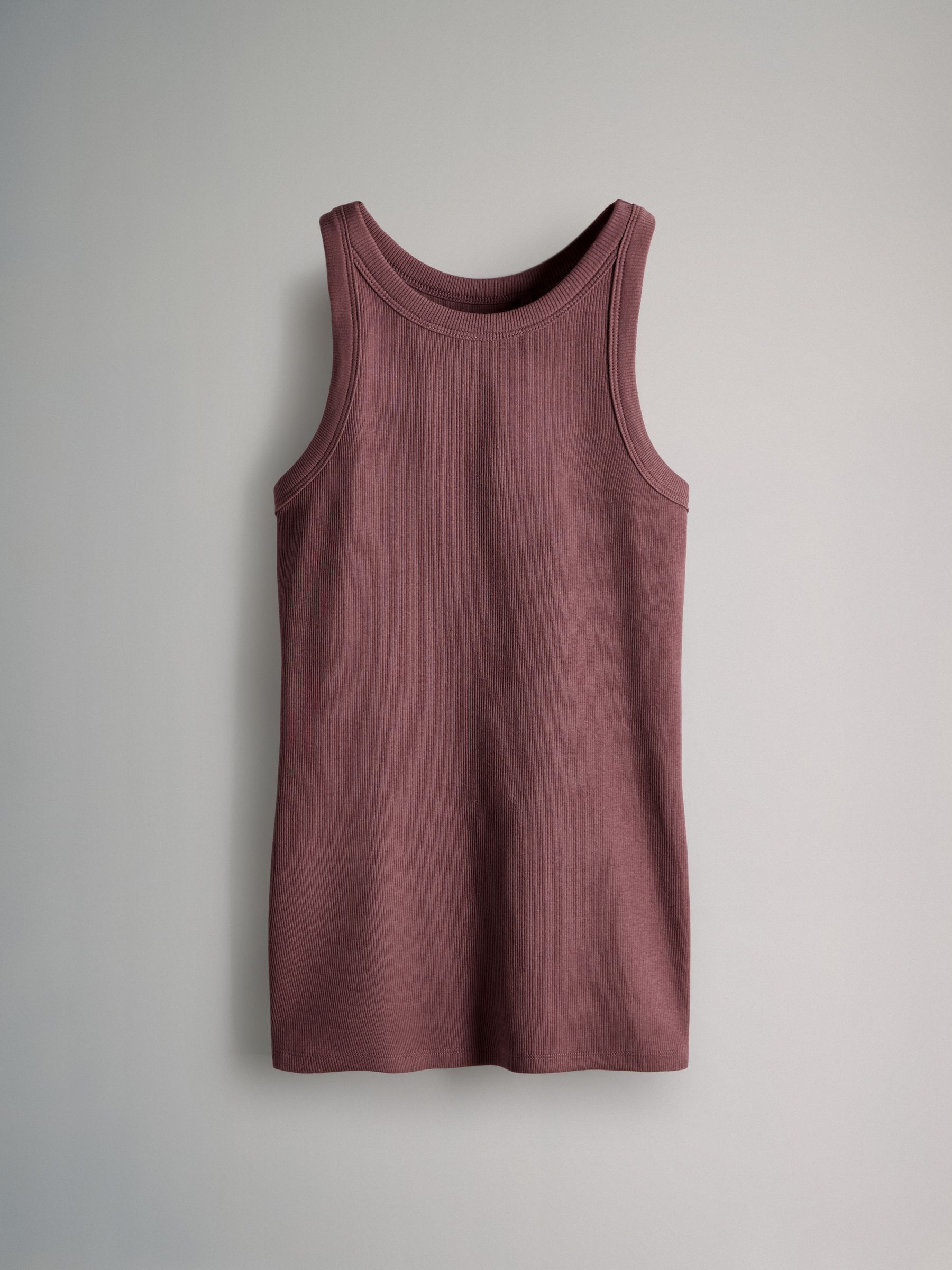 Purple/Stripe/Brown/Pink/White - 5 Pack Racer Ribbed Vests - Image 3 of 6