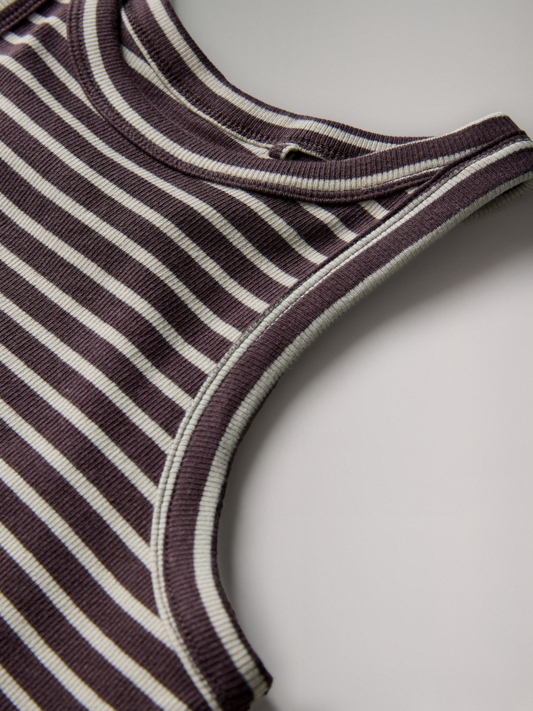Purple/Stripe/Brown/Pink/White 5 Pack Racer Ribbed Vests - Image 7 of 7 Purple/Stripe/Brown/Pink/White 5 Pack Racer Ribbed Vests - Image 7 of 7