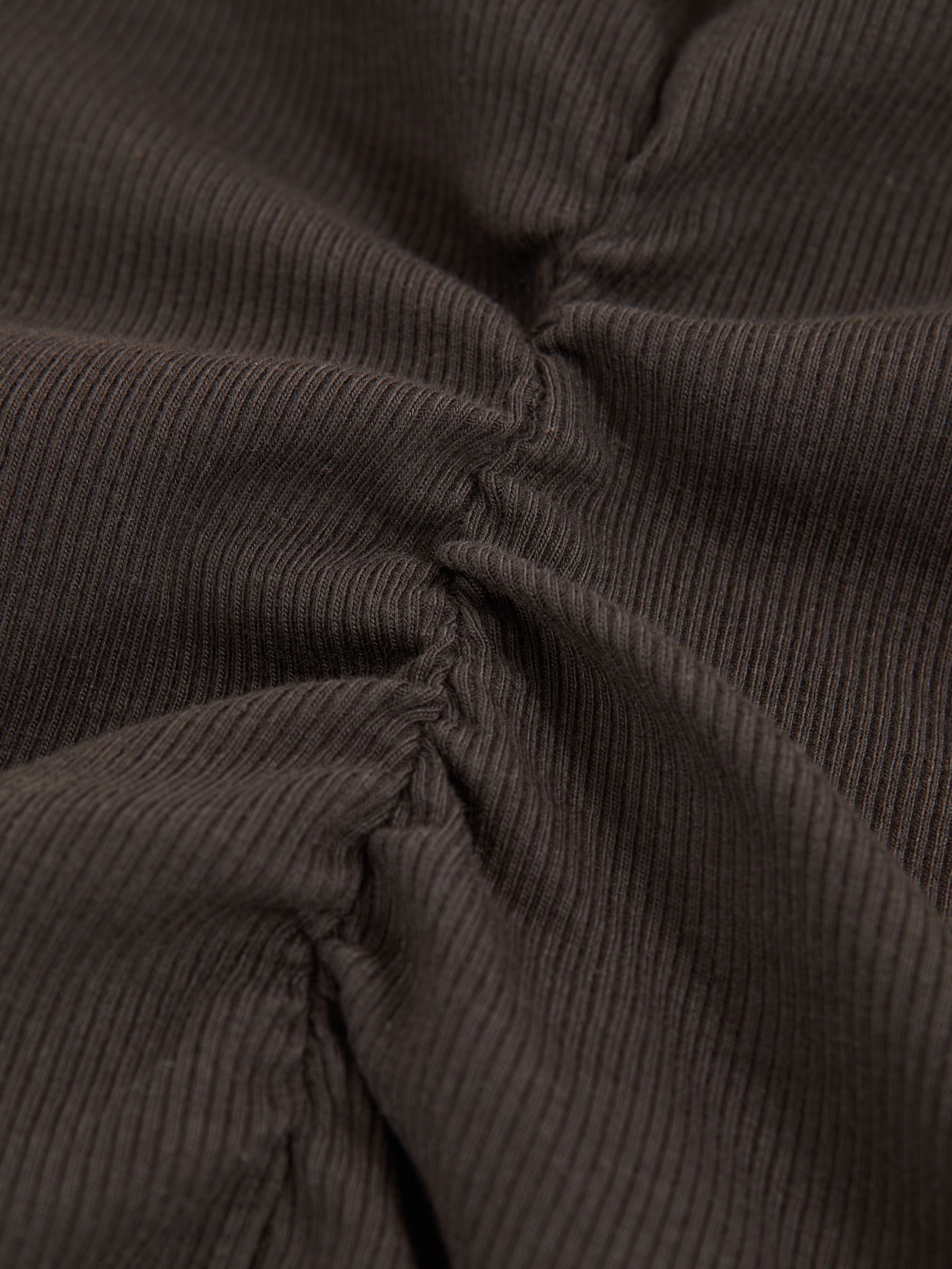 Fine-Rib Ruched Vest Top in Chocolate - image 3