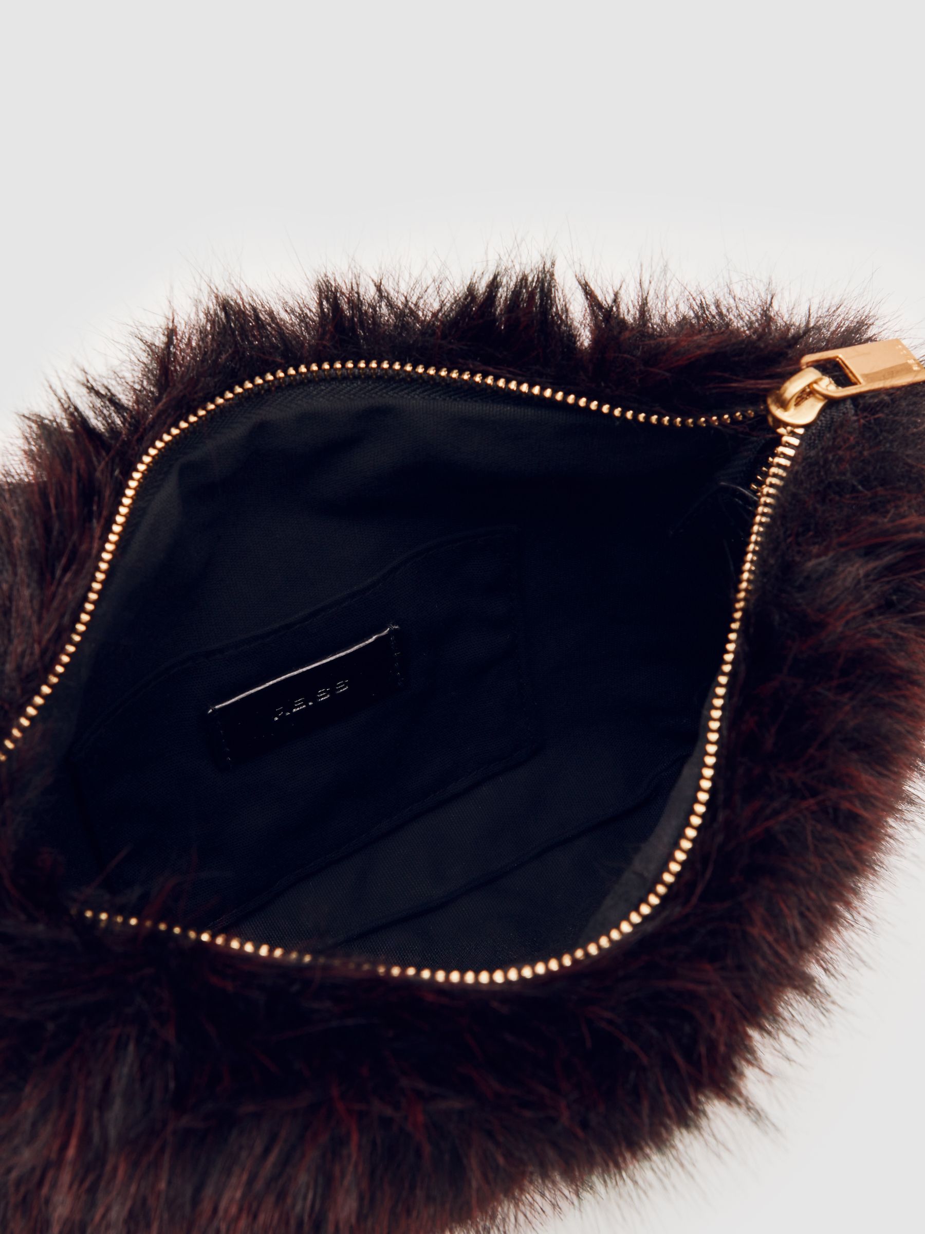 Faux Fur Shoulder Bag in Burgundy - Image 3 of 5