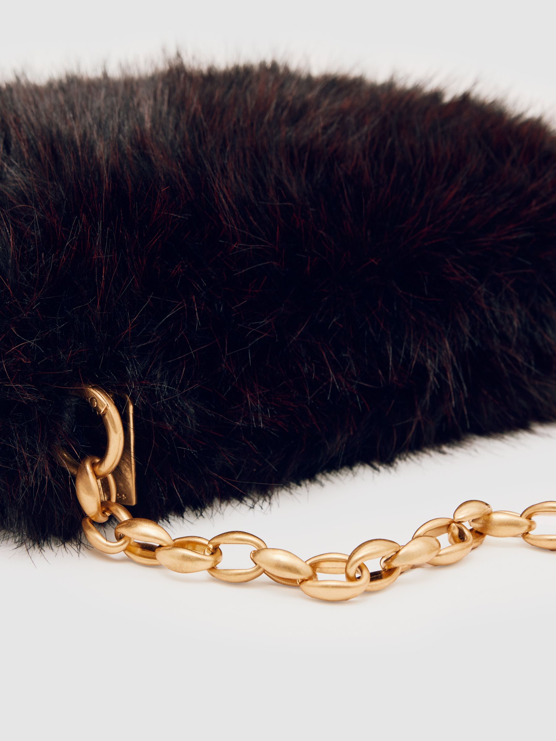 Faux Fur Shoulder Bag in Burgundy - Image 5 of 5