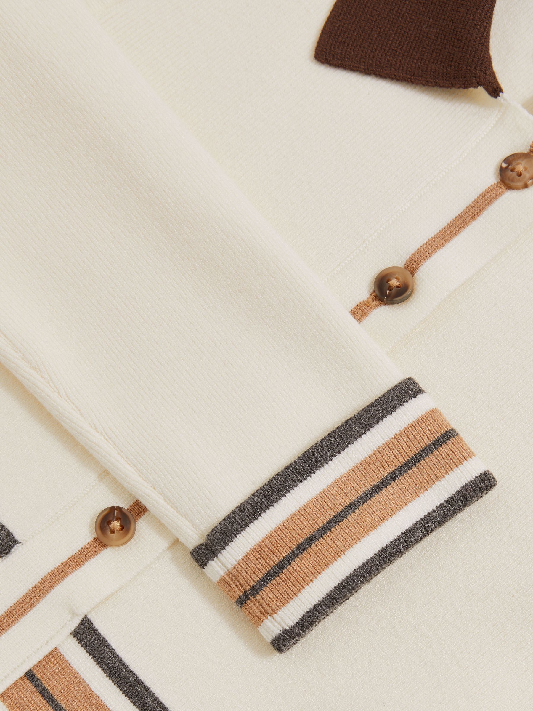 13-14 yrs Stripe-Detail Collared Knit Dress in Chocolate - Image 4 of 4