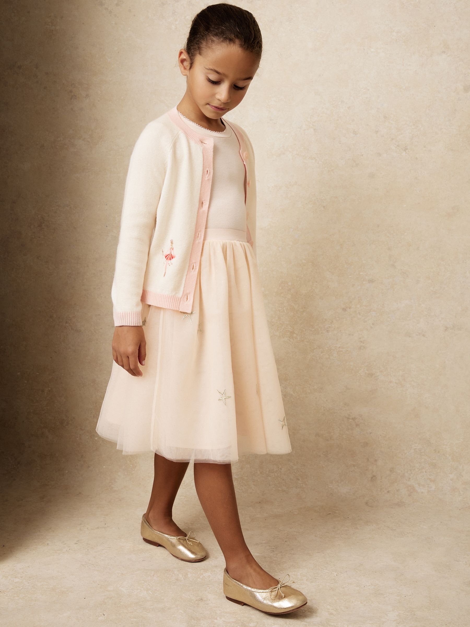 9-13 yrs Wool-Blend Ballerina Cardigan With Cashmere in Ivory - Image 1 of 5