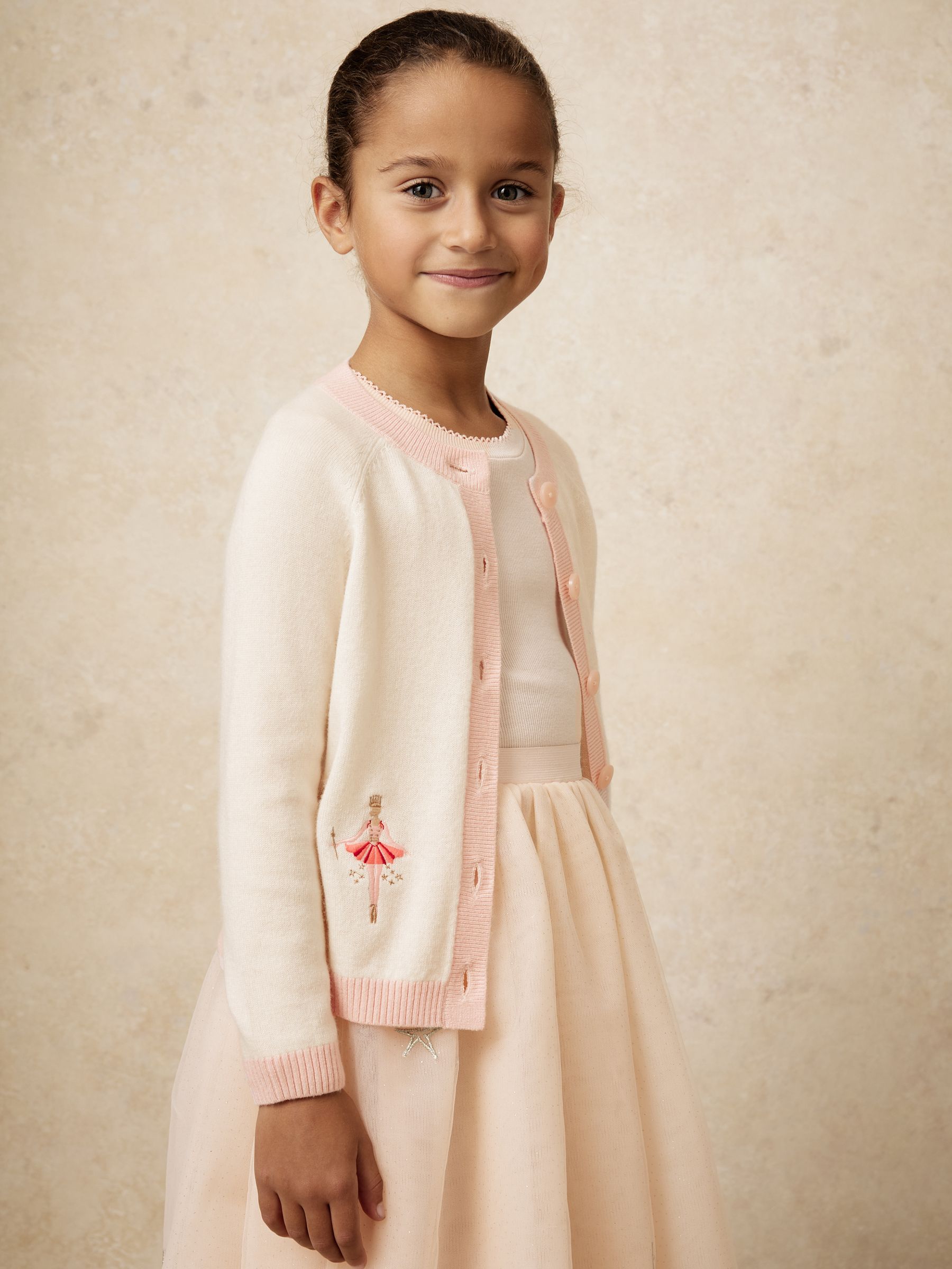 9-13 yrs Wool-Blend Ballerina Cardigan With Cashmere in Ivory - Image 3 of 5