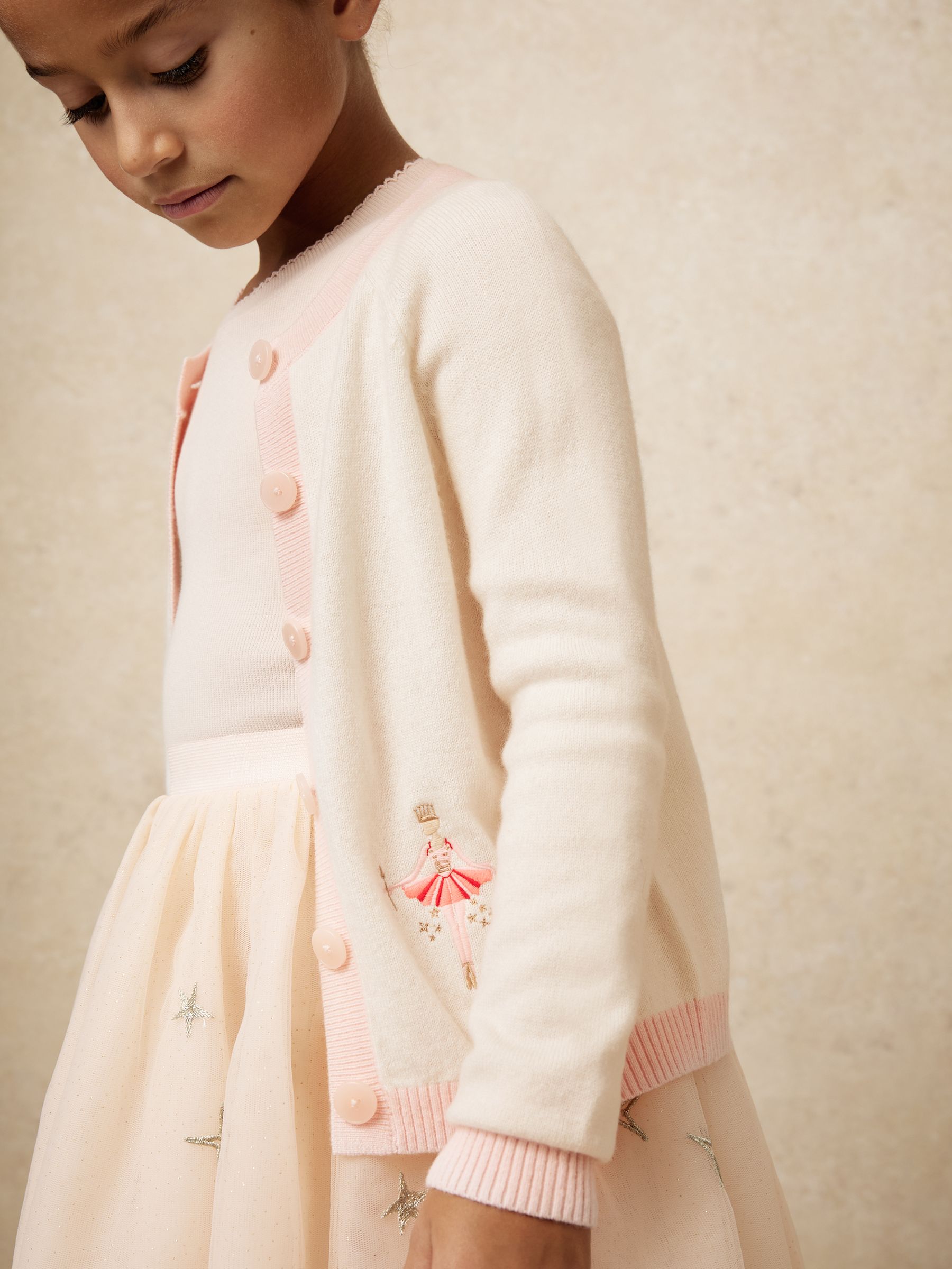 9-13 yrs Wool-Blend Ballerina Cardigan With Cashmere in Ivory - Image 4 of 5
