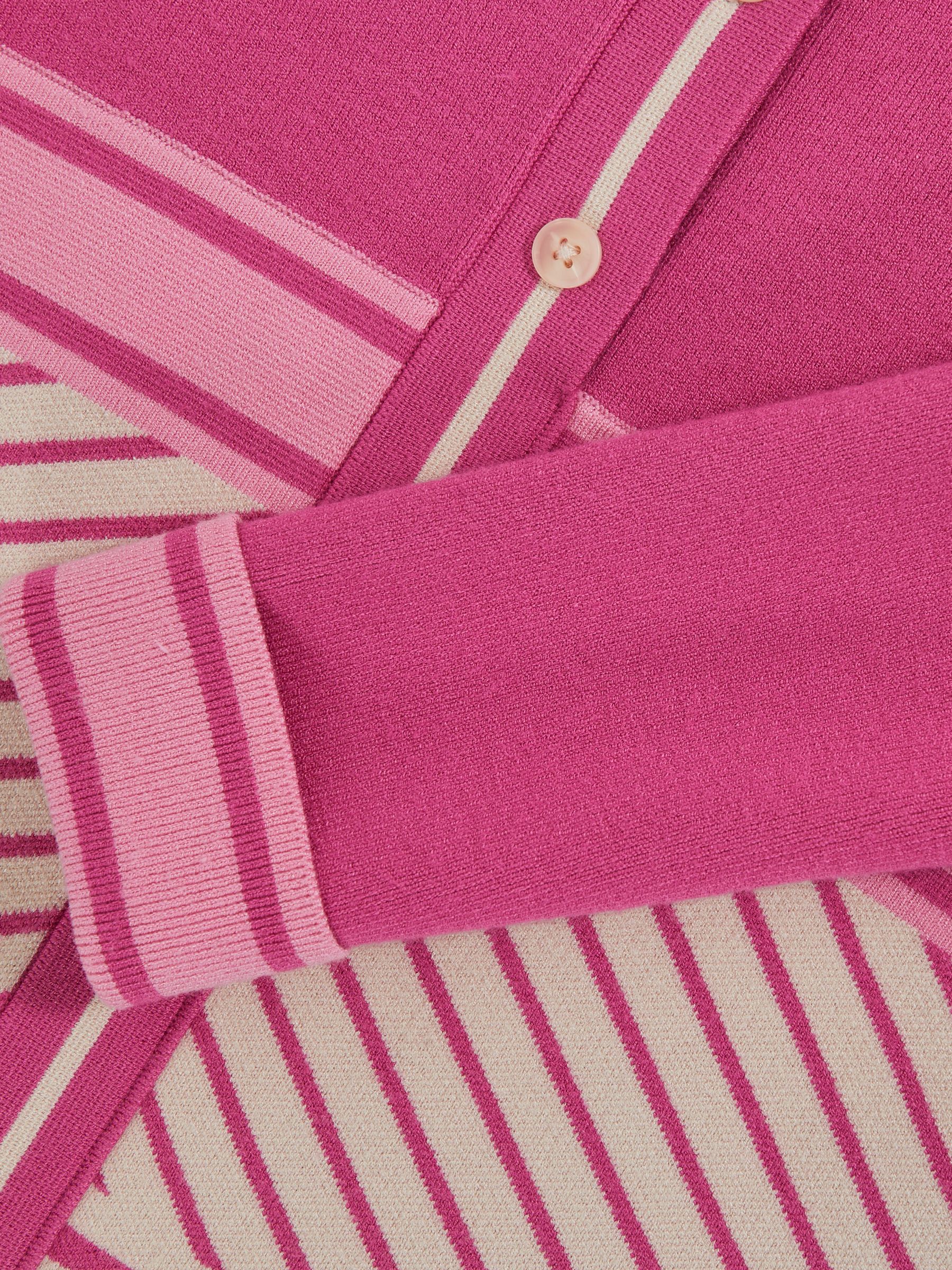 13-14 yrs Stripe-Detail Collared Knit Dress in Dark Pink - Image 4 of 4