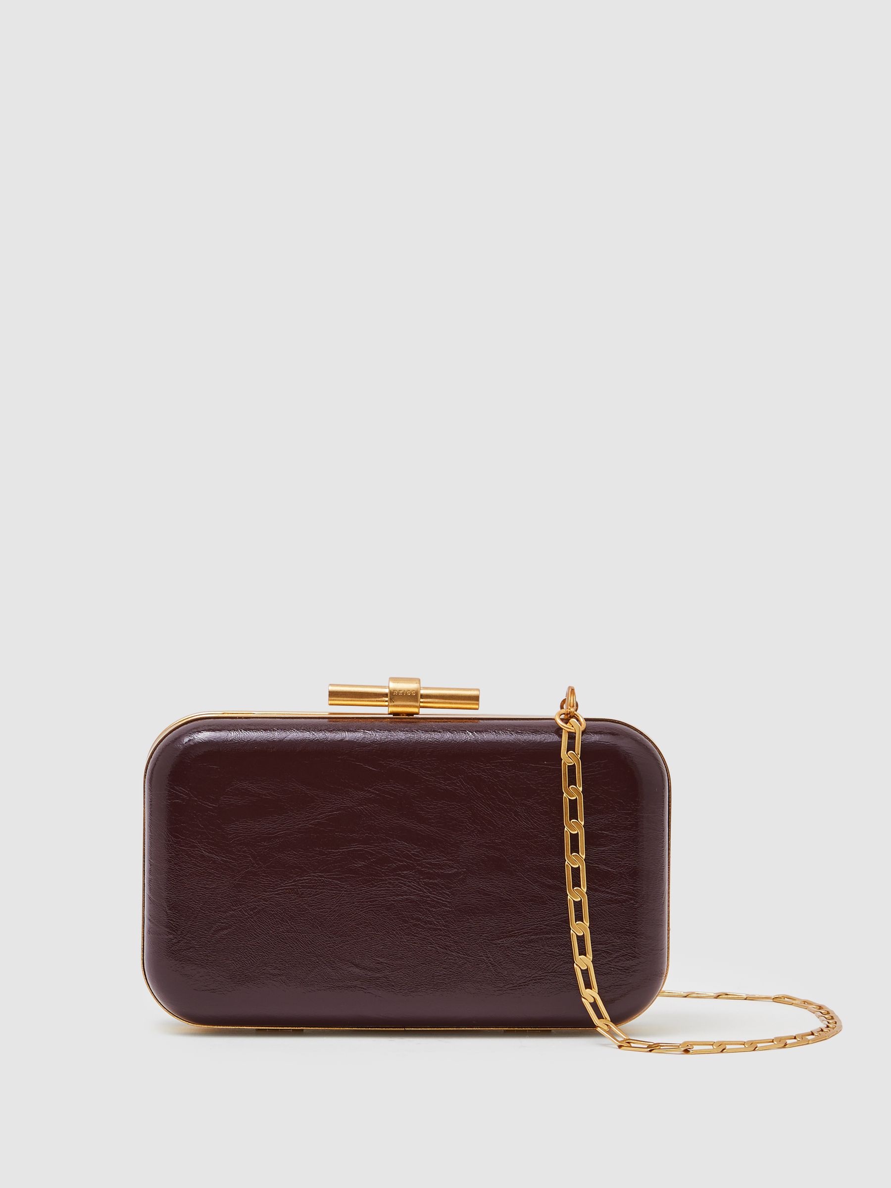 Patent Clutch in Burgundy - Image 1 of 5