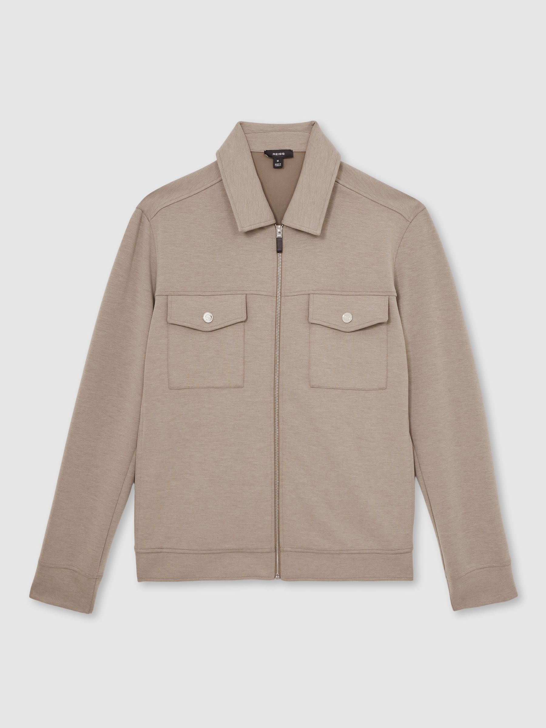 Interlock Jersey Zip-Through Jacket in Taupe Brown - Image 2 of 7