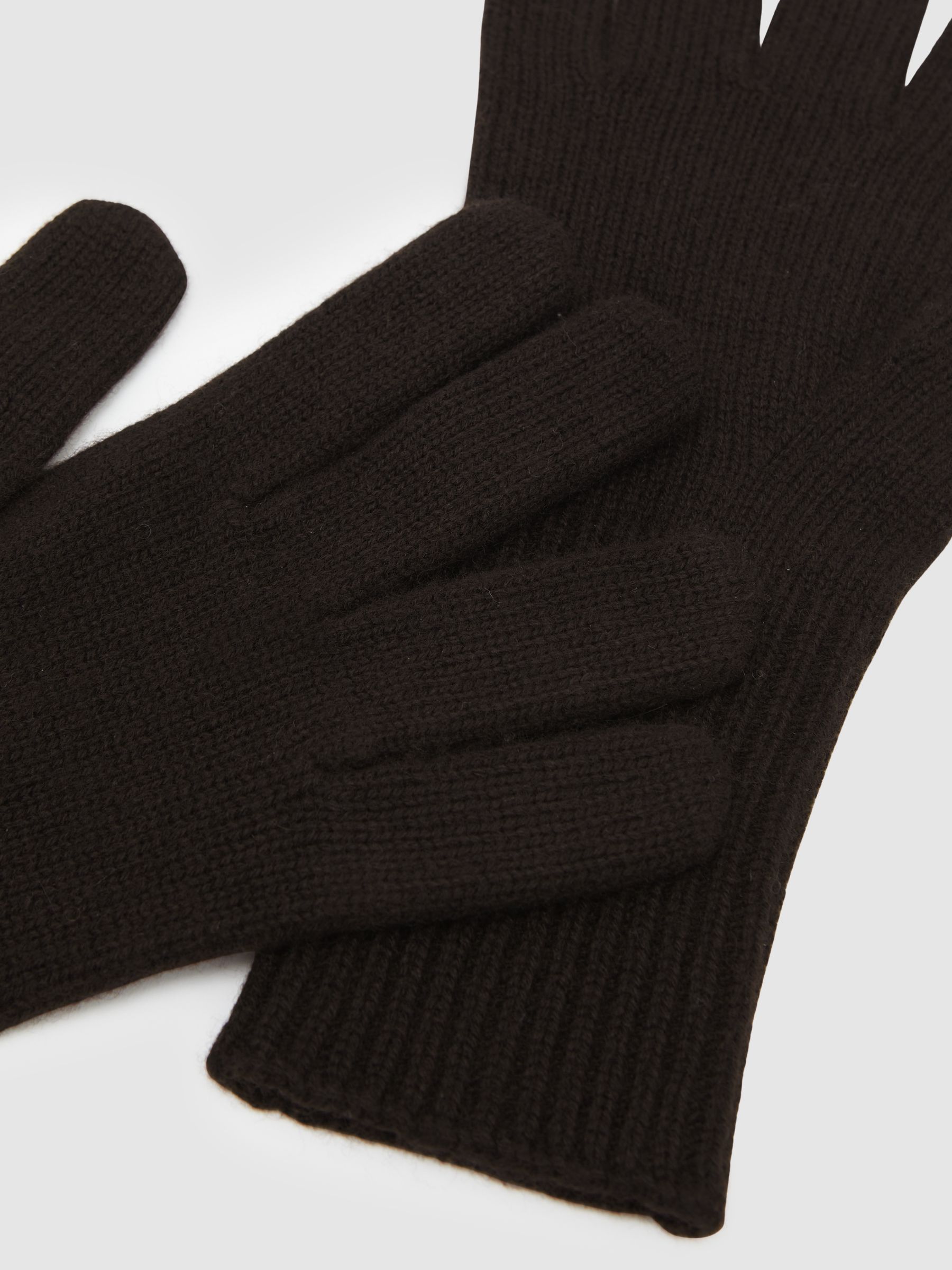 Wool-Blend Tipped Gloves With Cashmere in Chocolate - Image 3 of 3