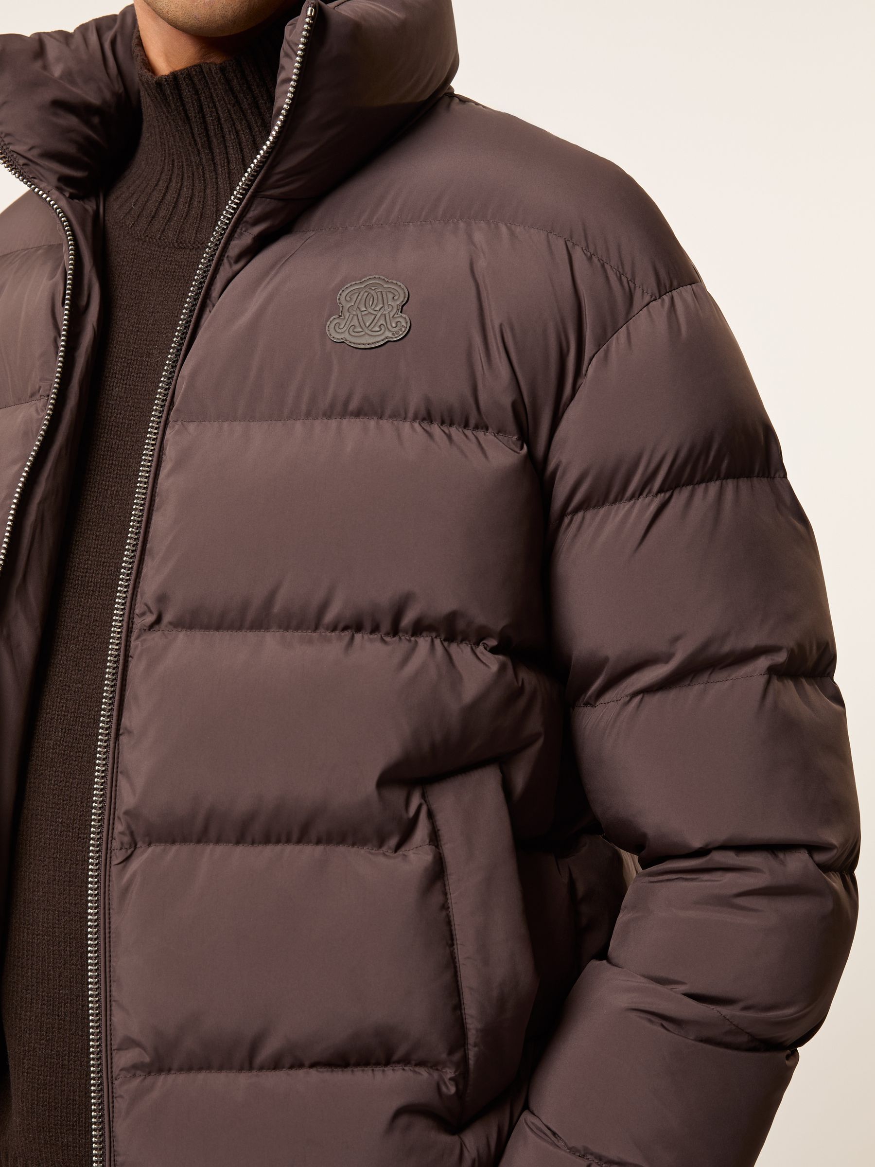 Monogram Quilted Relaxed Puffer Jacket in Brown - Image 6 of 7