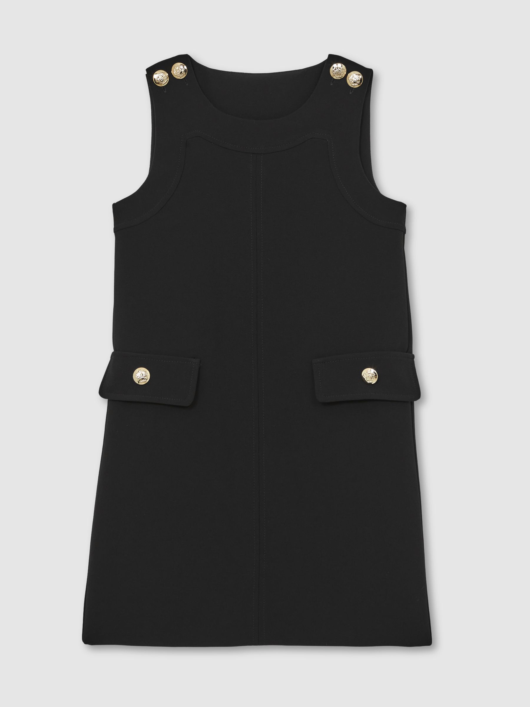 3-9 yrs Button-Detail Sleeveless Shift Dress in Black - Image 2 of 6