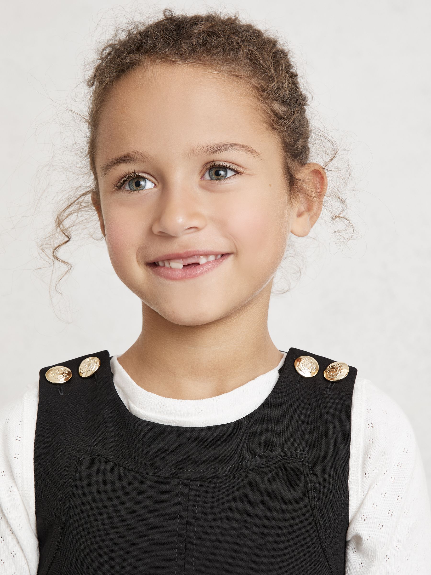 3-9 yrs Button-Detail Sleeveless Shift Dress in Black - Image 4 of 6