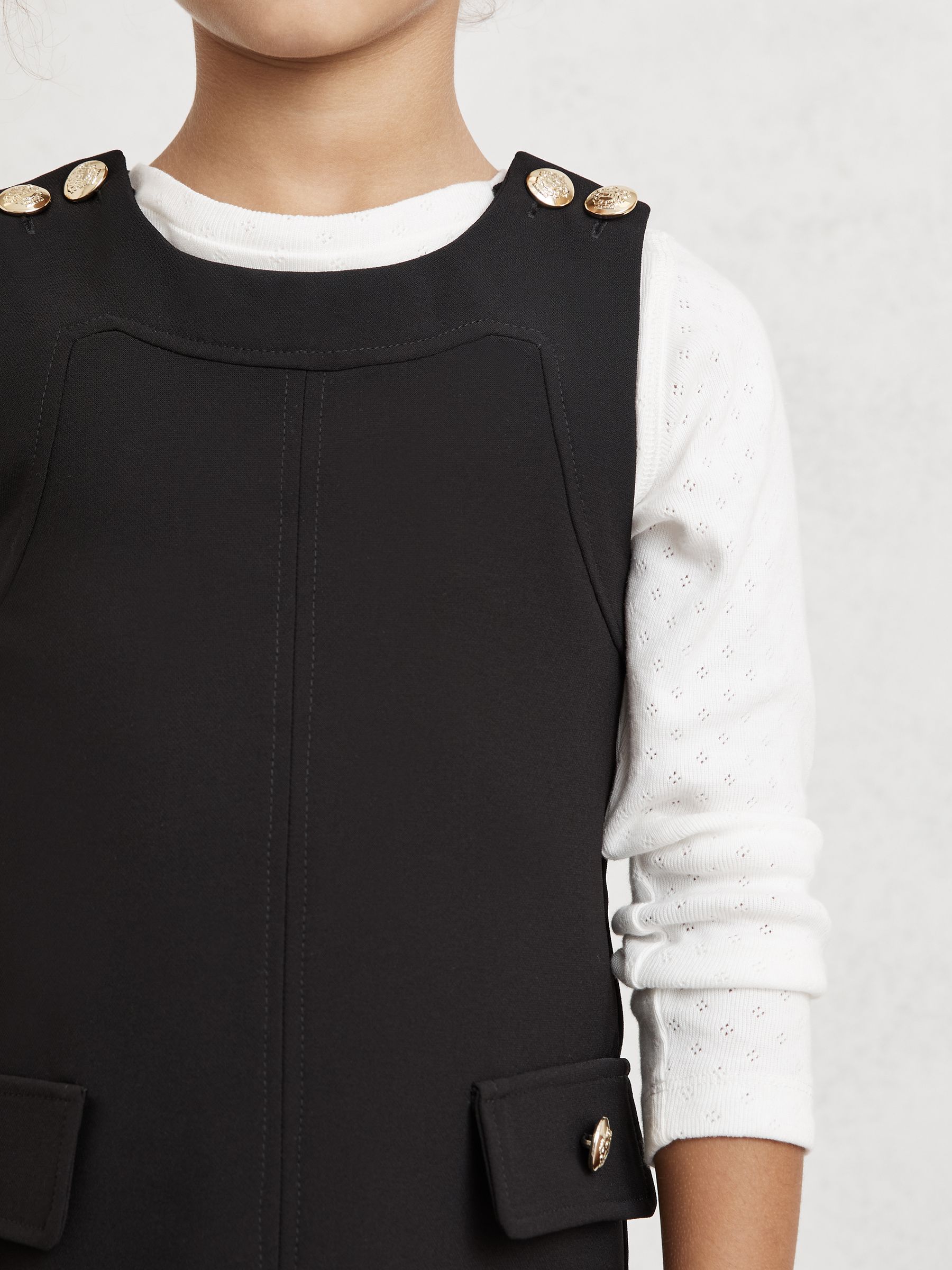 9-13 yrs Button-Detail Sleeveless Shift Dress in Black - Image 5 of 6