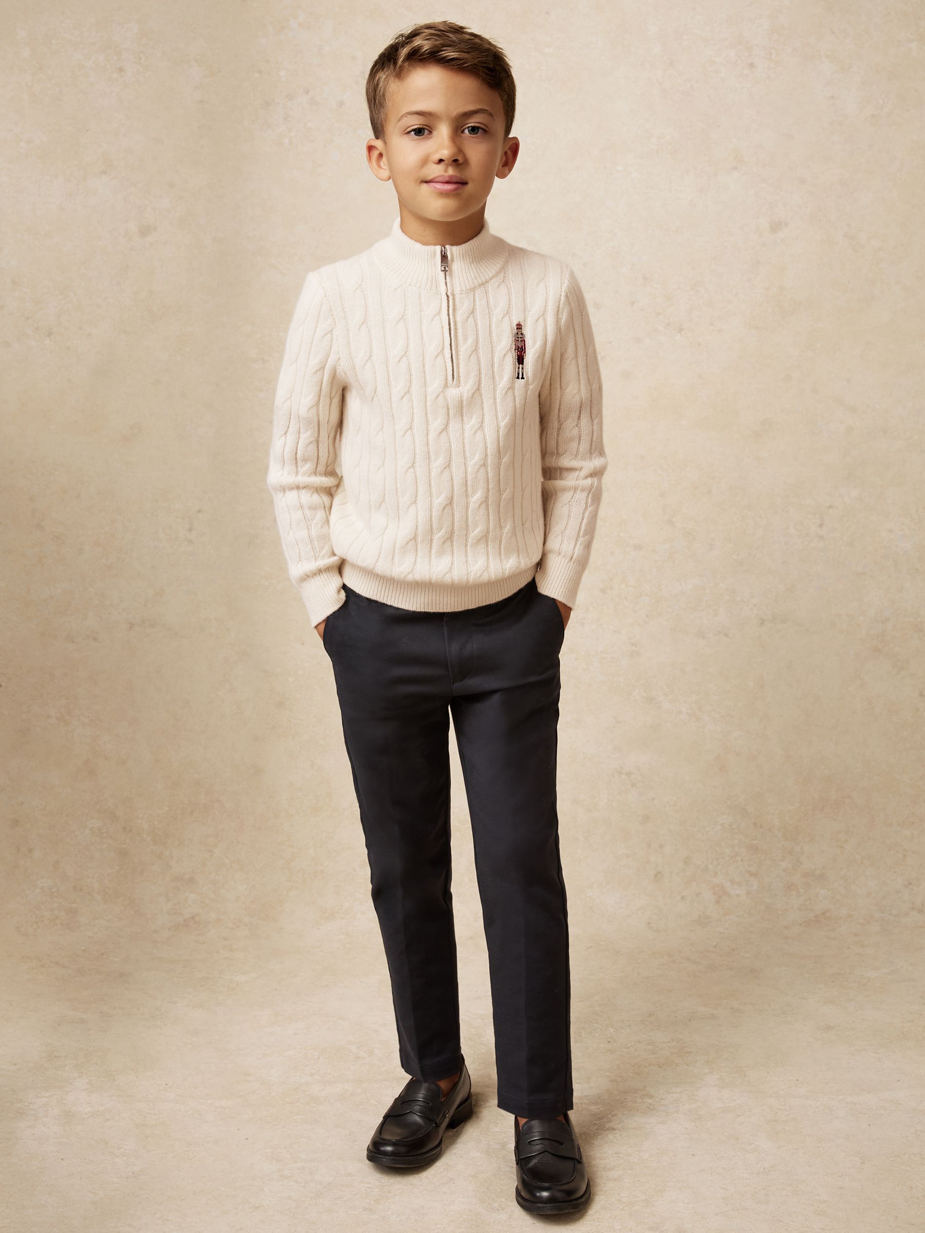 3-9 yrs Wool-Blend Half-Zip Nutcracker Jumper in Off White - Image 3 of 5