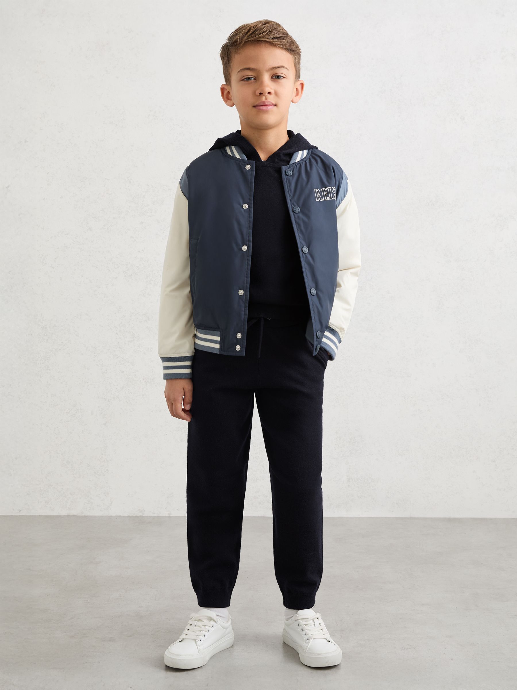 Merino Wool Hoodie in Navy - Image 3 of 5