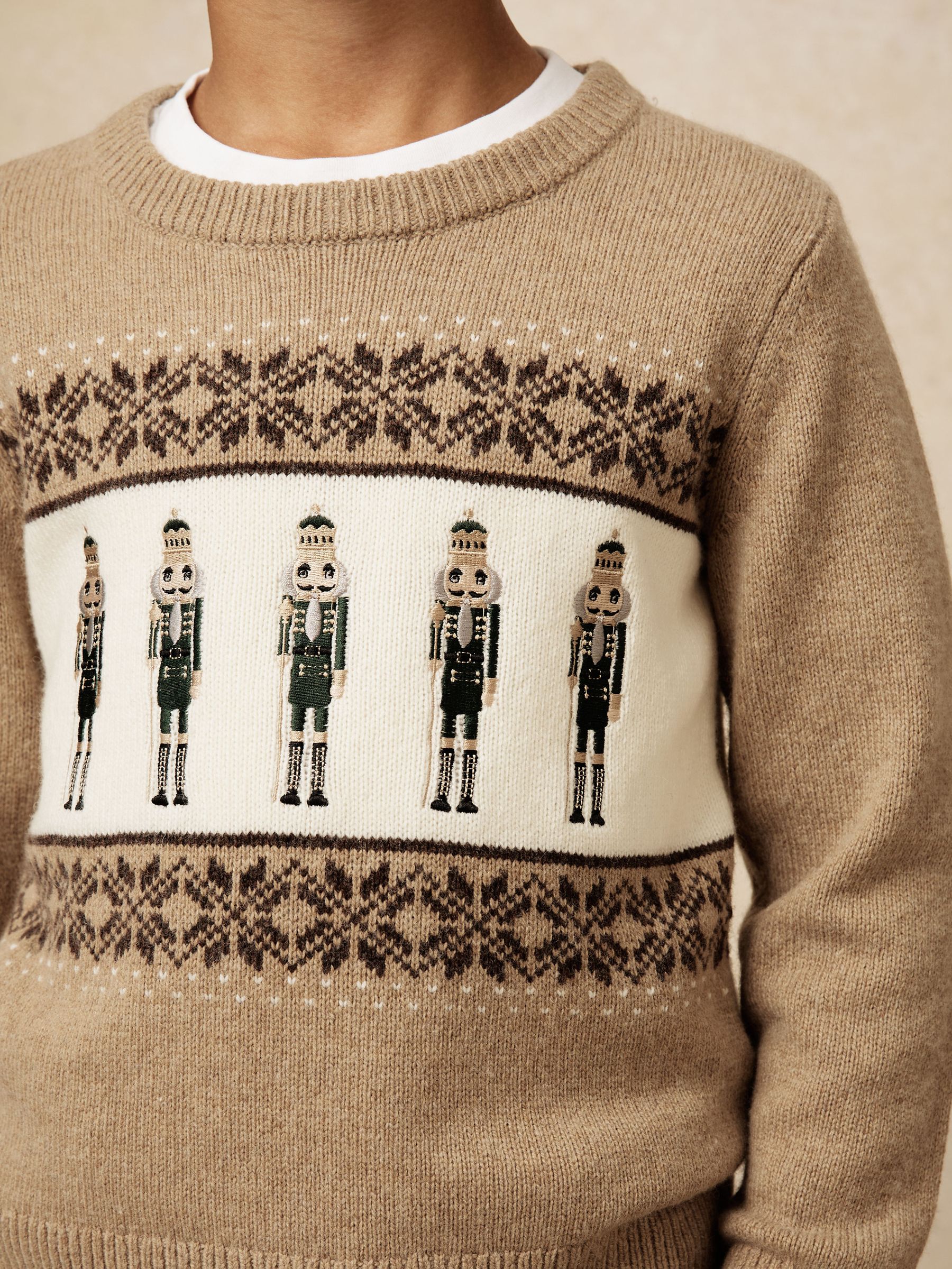 13-14 yrs Nutcracker-Embroidered Jumper with Wool in Camel Melange - Image 4 of 5