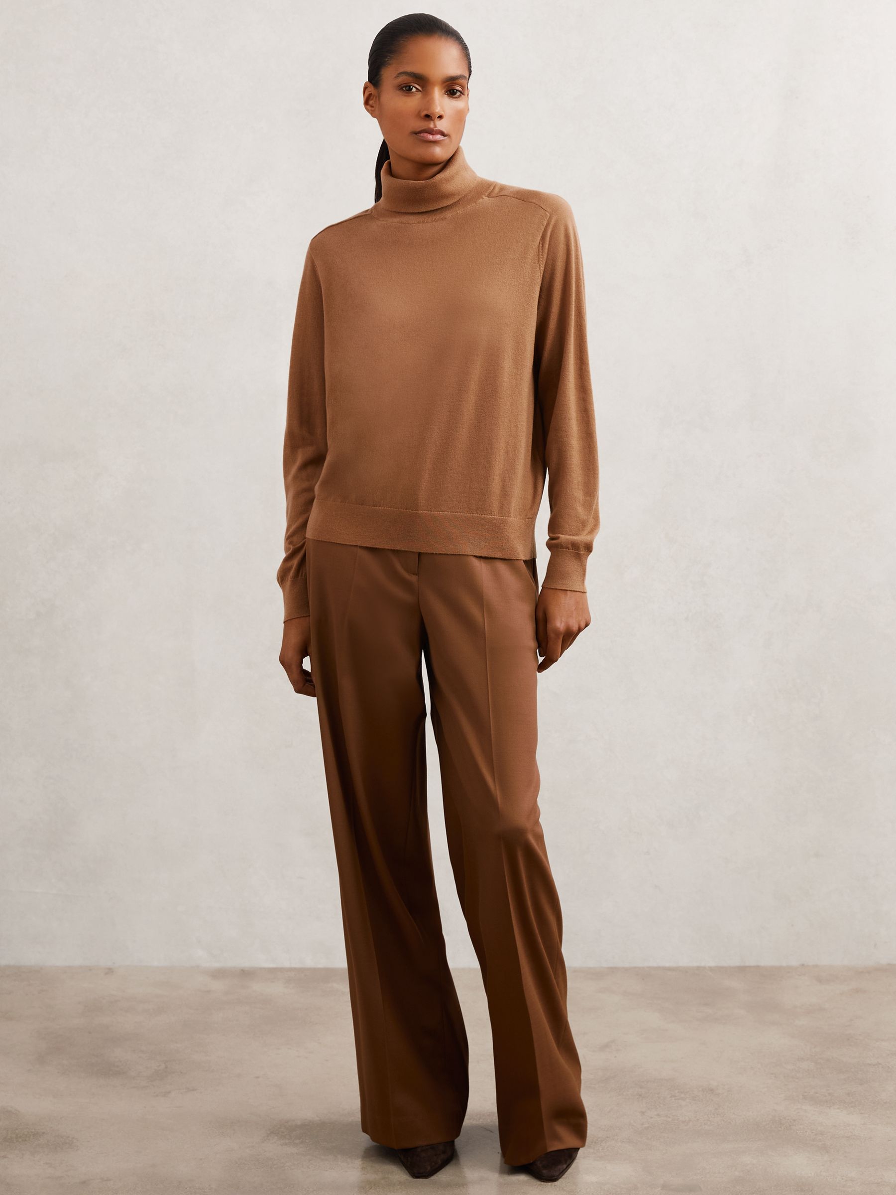 Wool Roll-Neck Jumper in Camel - image 5