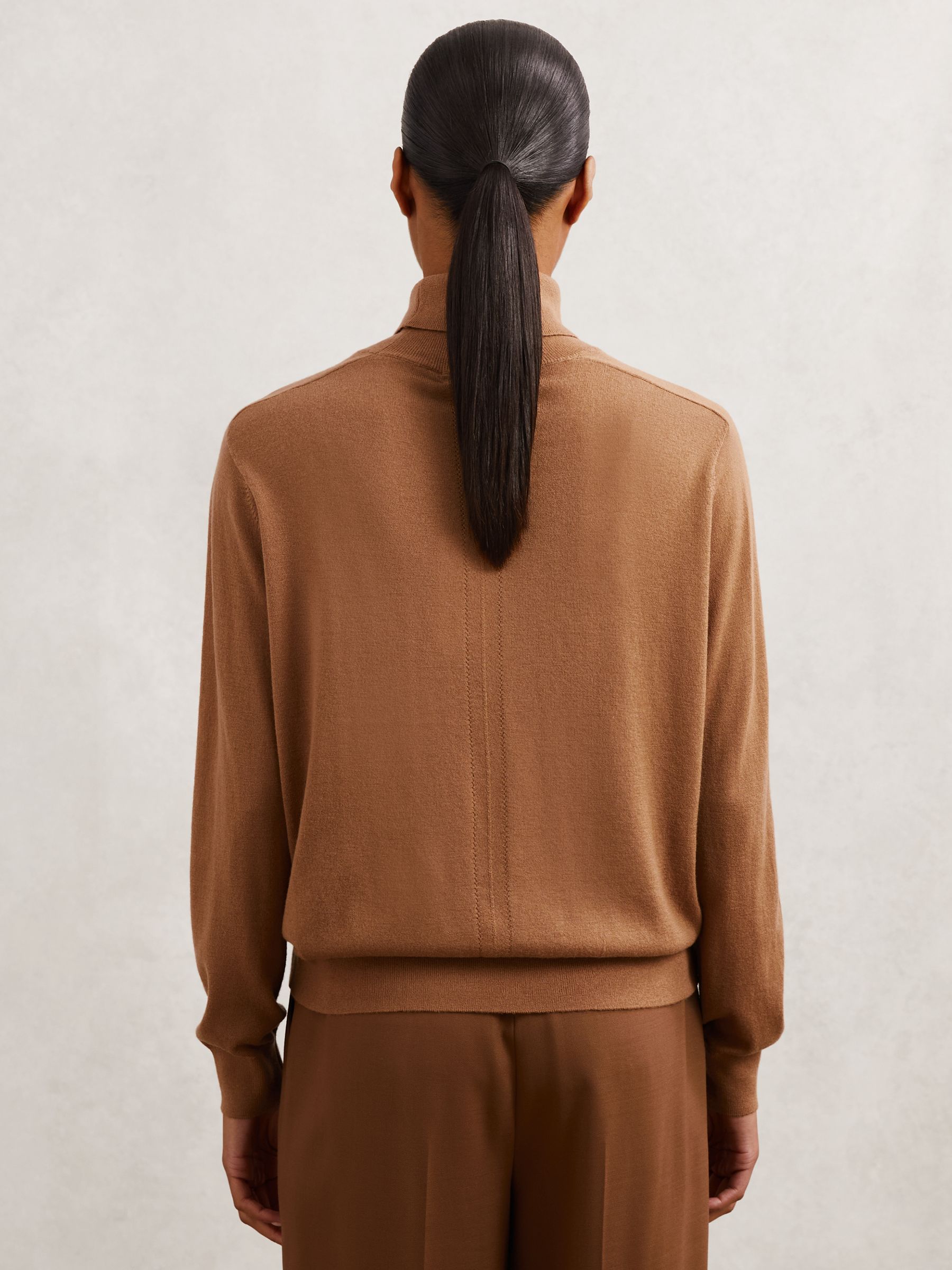 Wool Roll-Neck Jumper in Camel - image 4