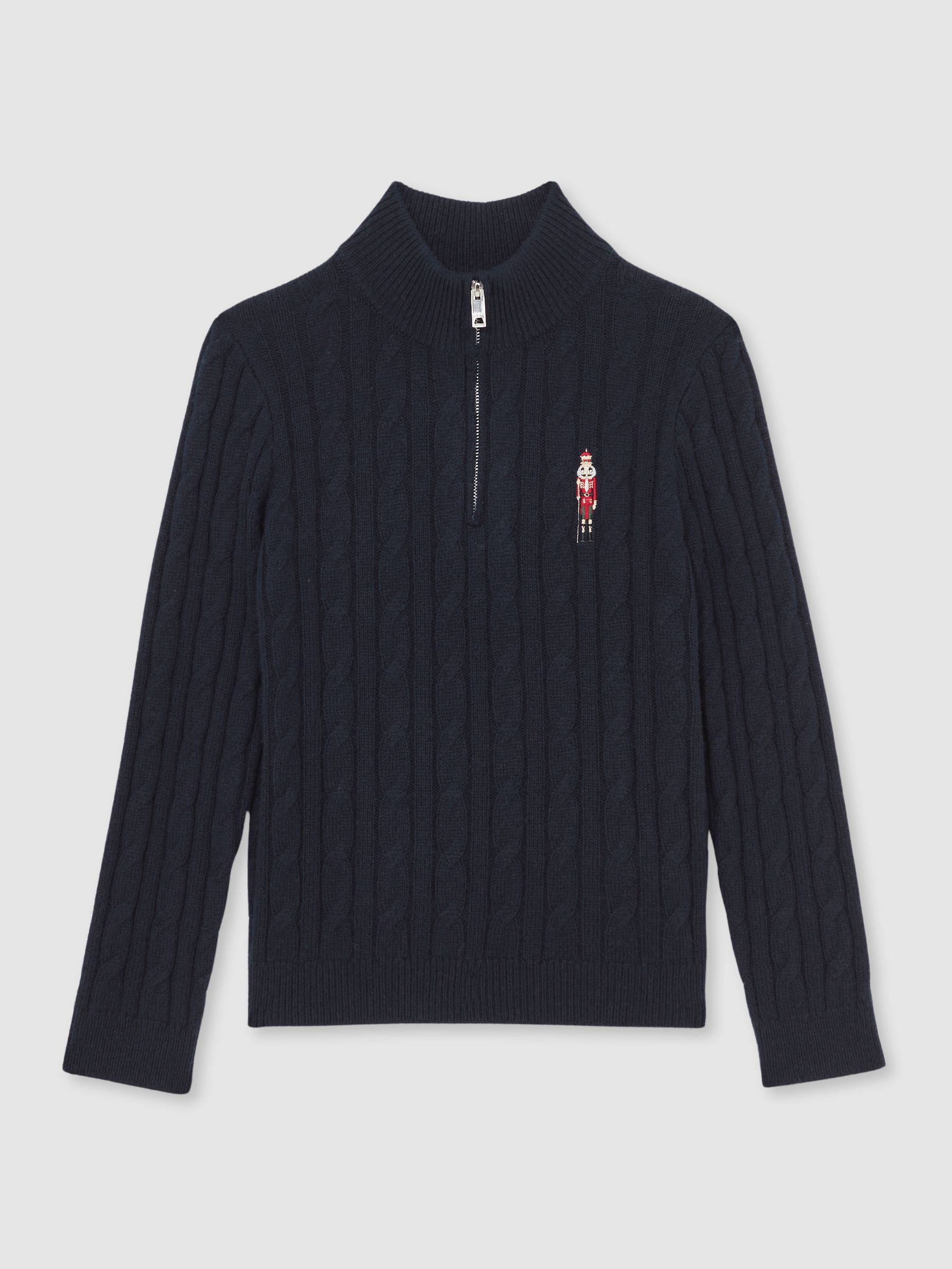 9-13 yrs Wool-Blend Half-Zip Nutcracker Jumper in Navy Blue - Image 2 of 5