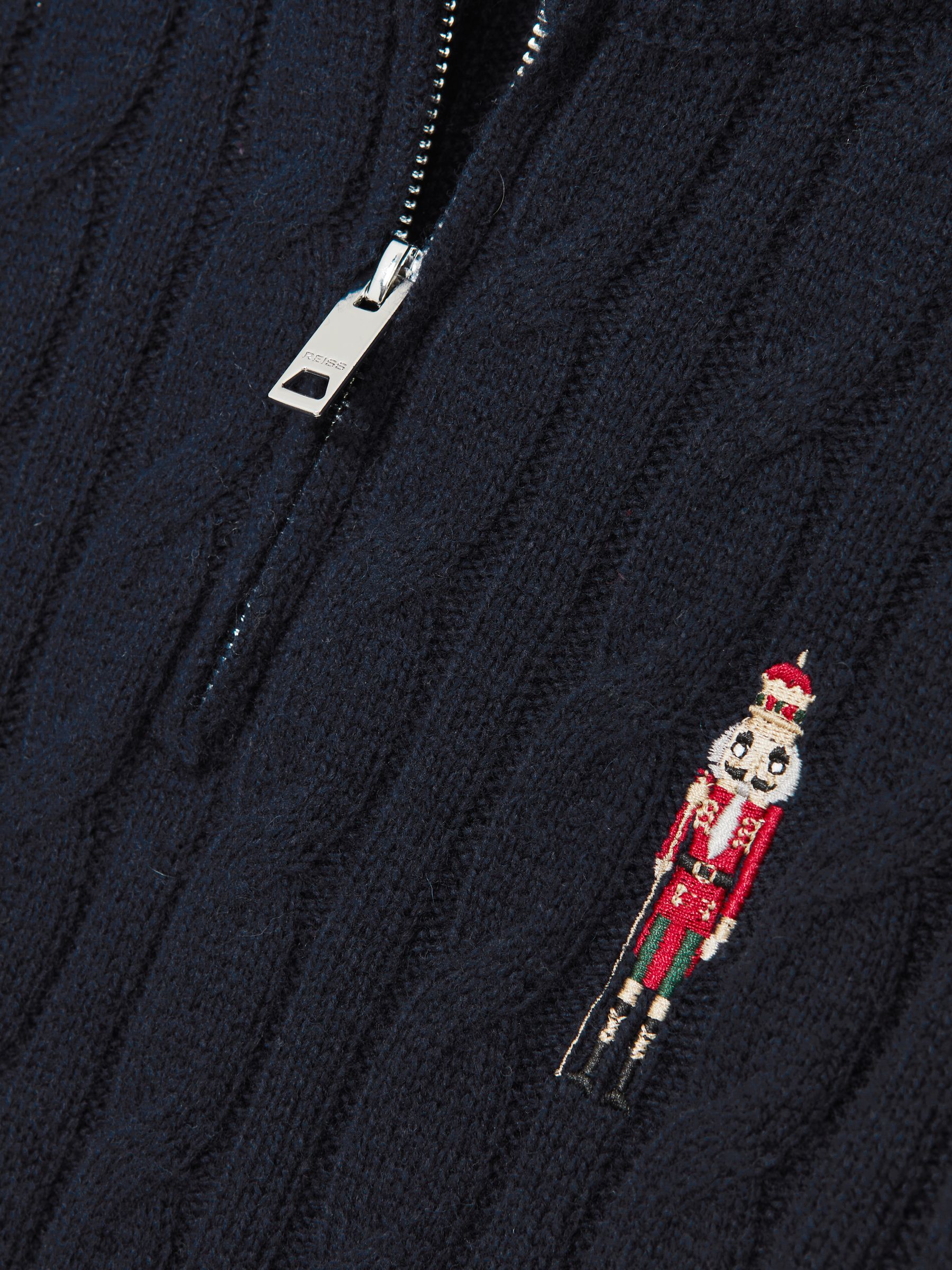 9-13 yrs Wool-Blend Half-Zip Nutcracker Jumper in Navy Blue - Image 5 of 5