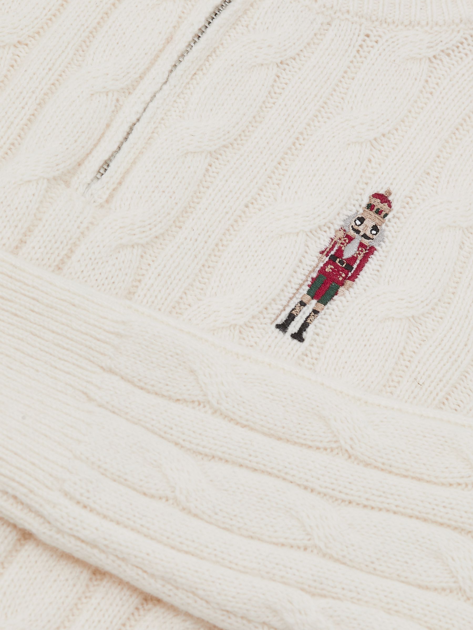 13-14 yrs Wool-Blend Half-Zip Nutcracker Jumper in Off White - Image 5 of 5