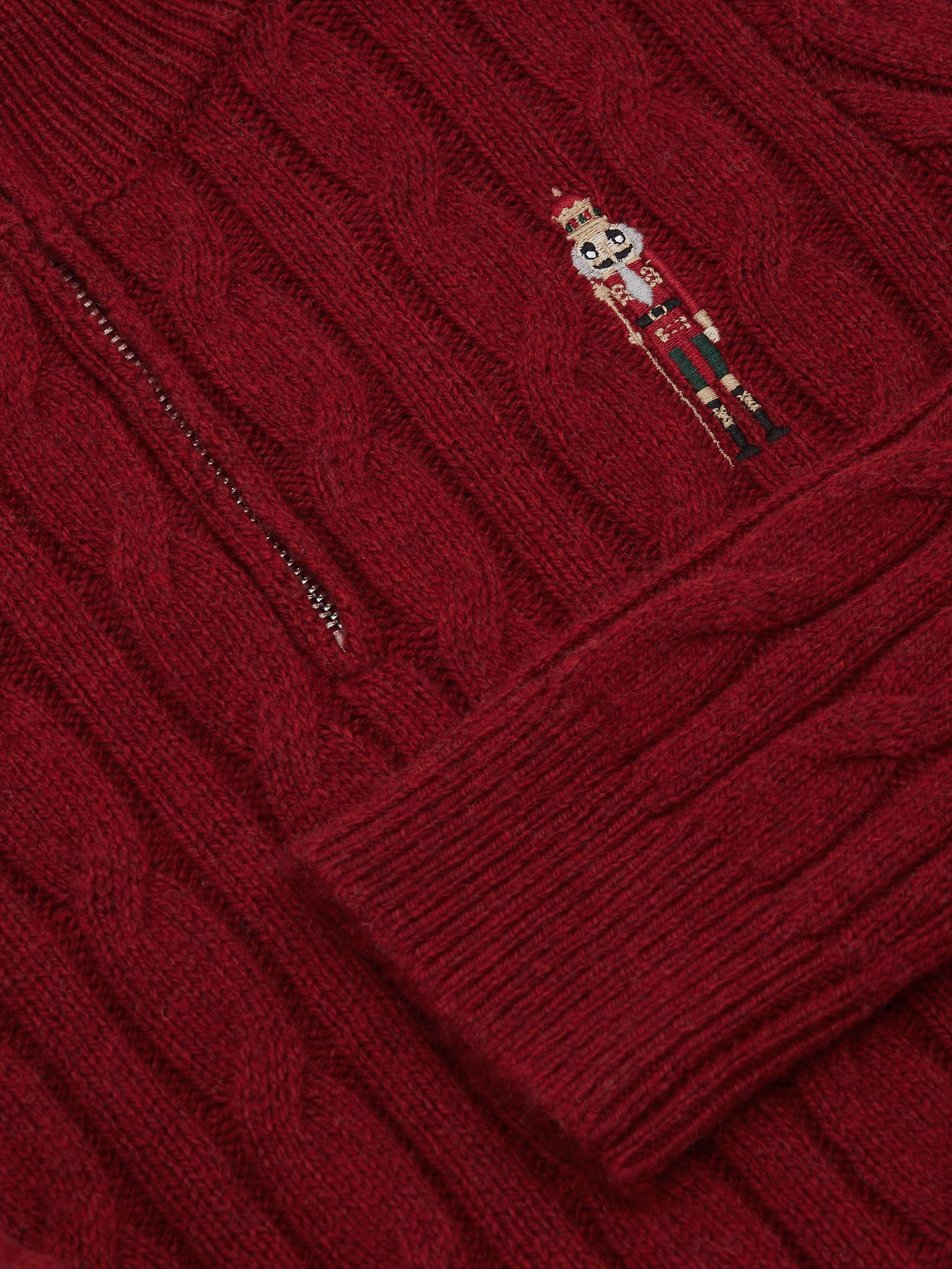 13-14 yrs Wool-Blend Half-Zip Nutcracker Jumper in Dark Red - Image 5 of 5