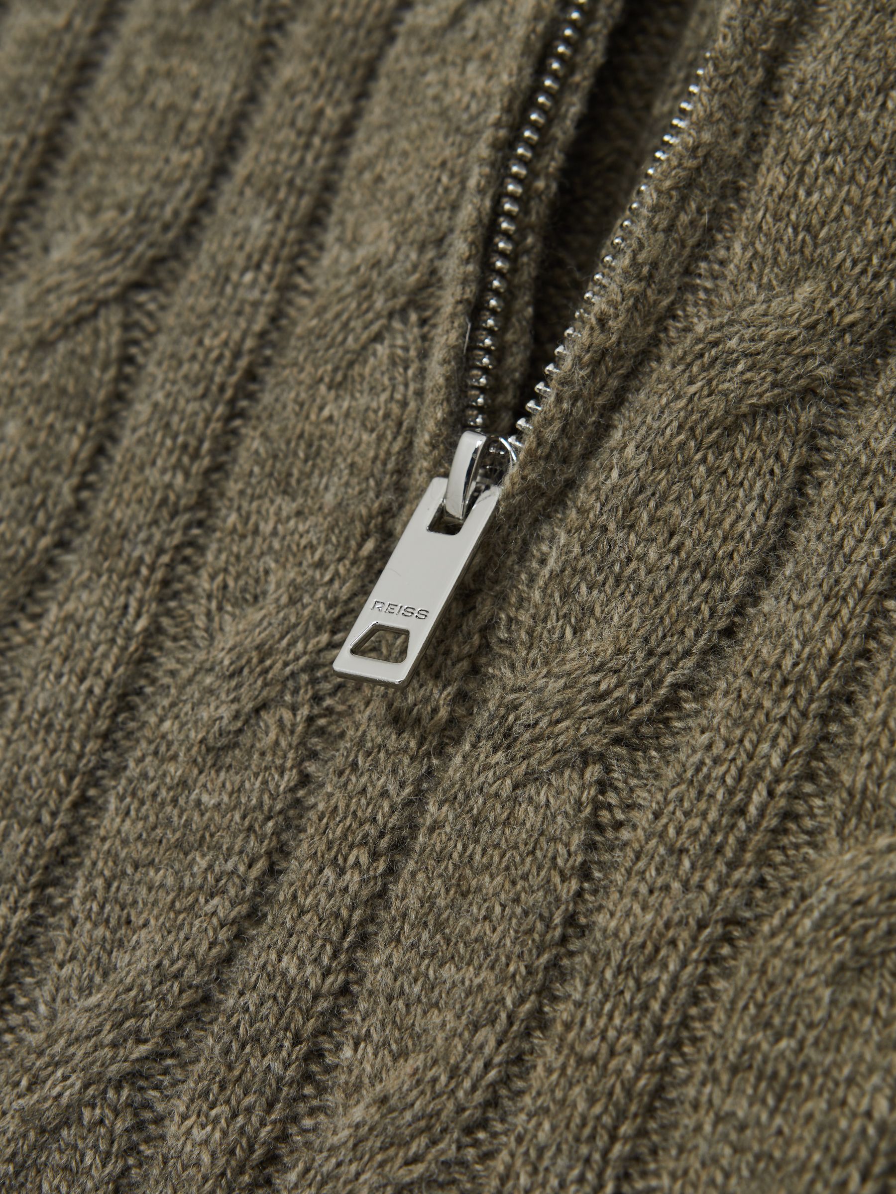 9-13 yrs Wool-Blend Half-Zip Cable Knit Jumper in Sage Green - Image 4 of 4