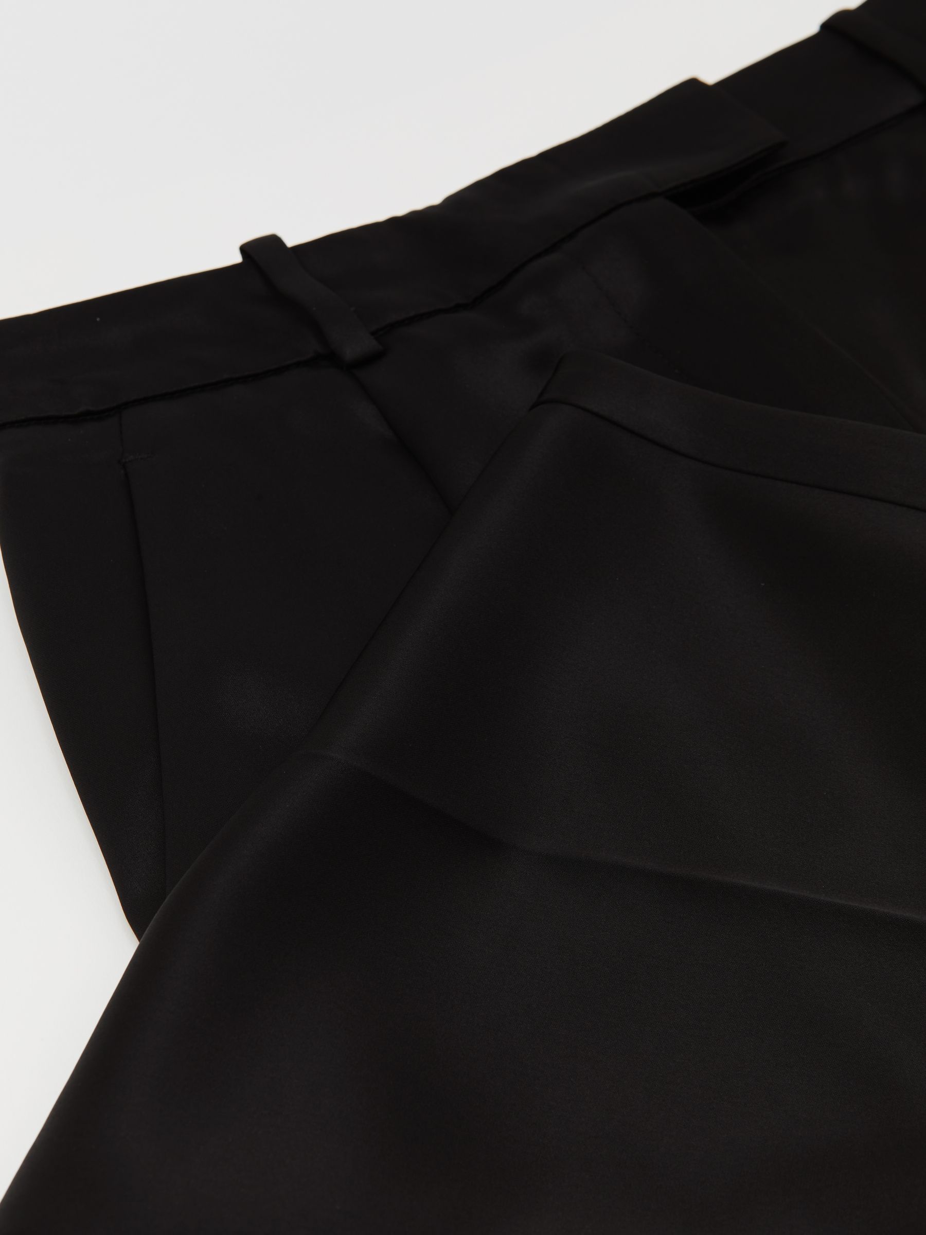 Petite Satin Tapered Trousers in Black - Image 6 of 7