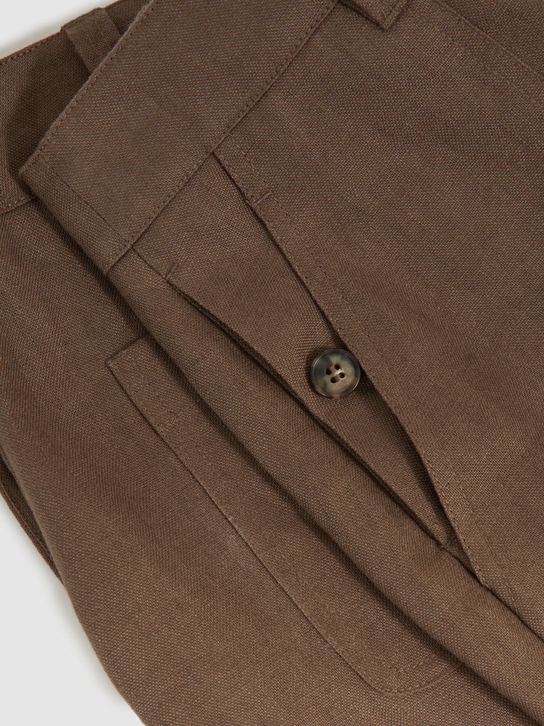 Petite Linen Wide-Leg Trousers in Chocolate Brown - Image 6 of 7