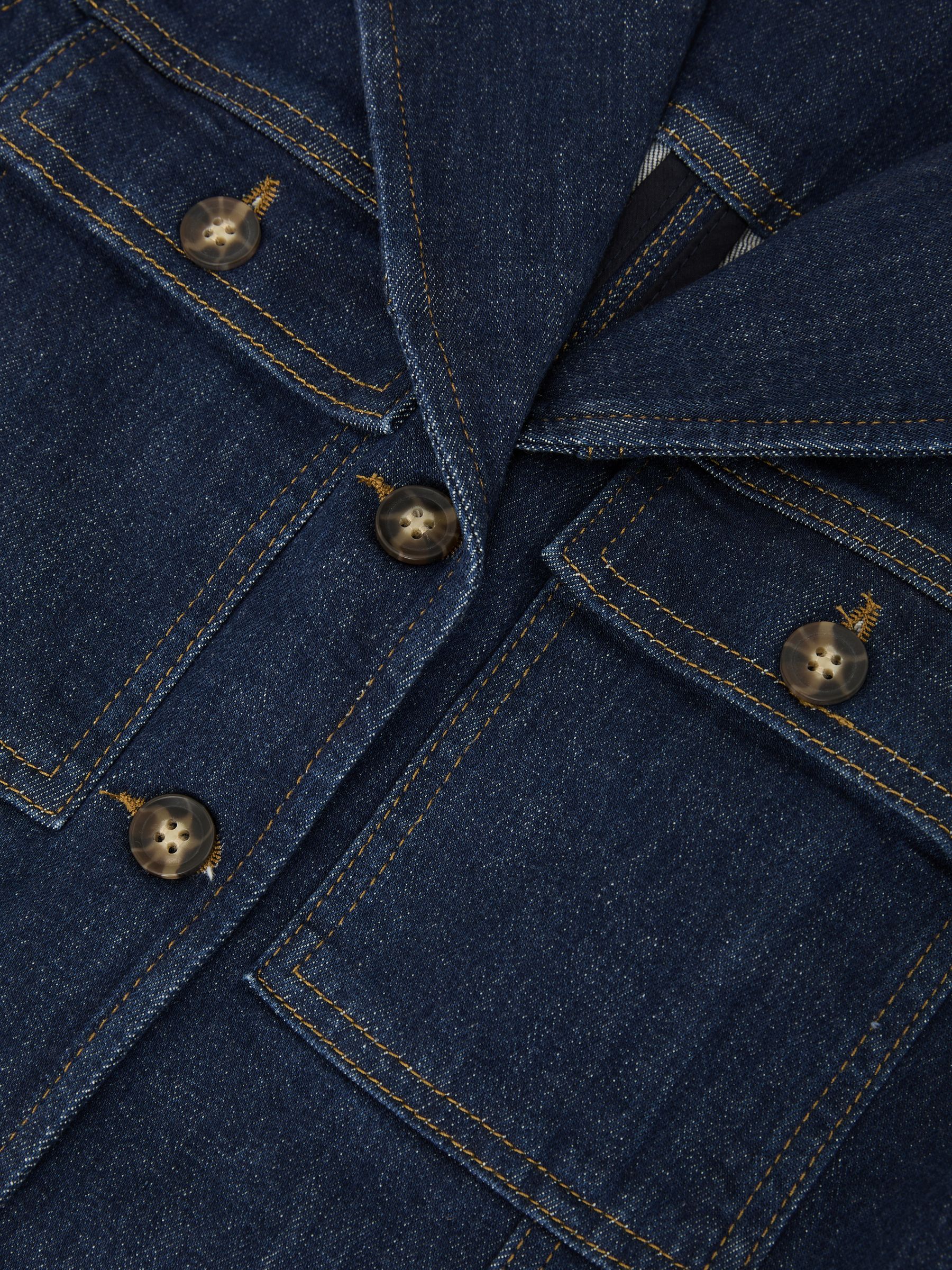 Paige Sleeveless Denim Mini Dress in Dark Blue - Image 6 of 6