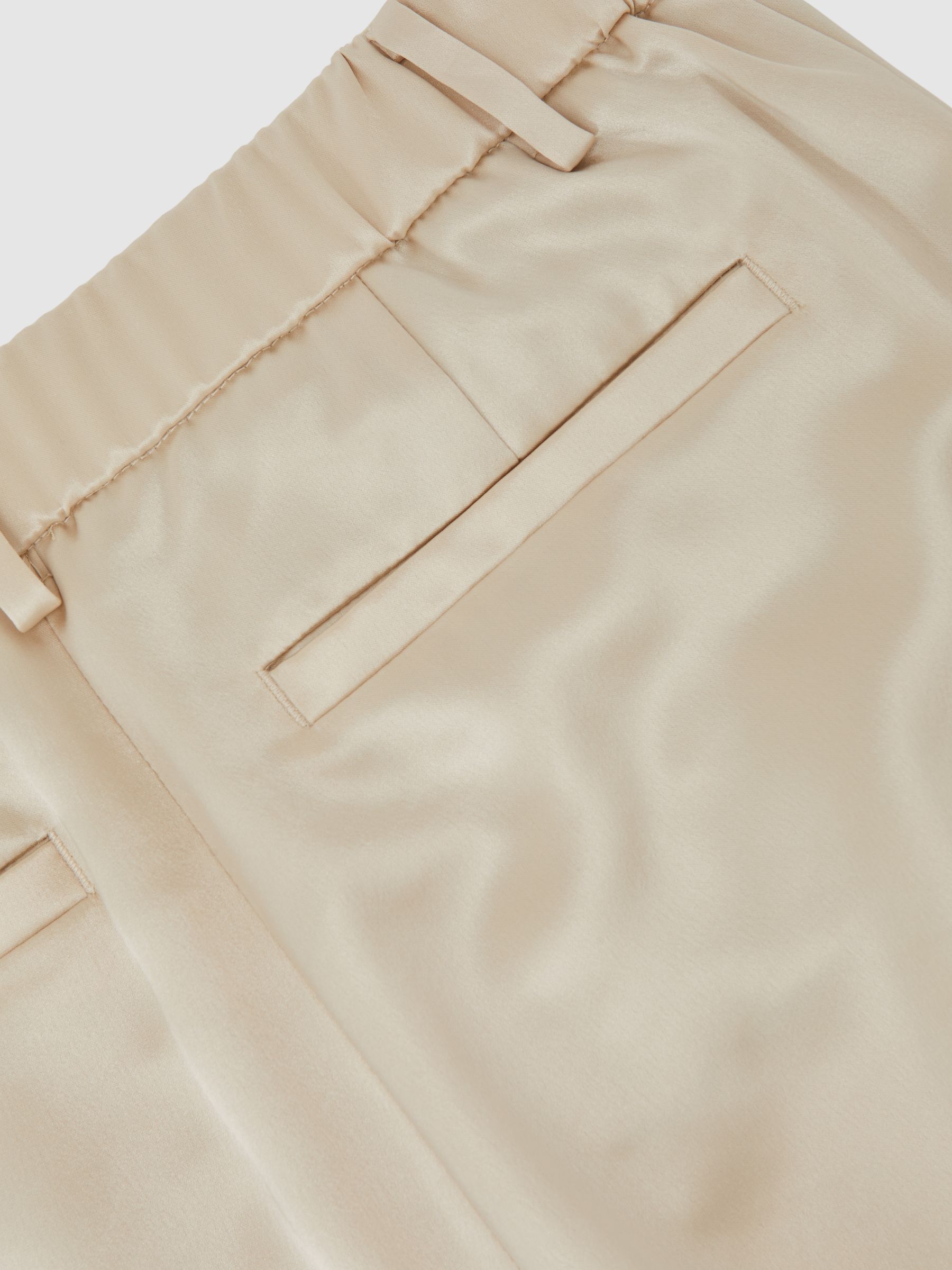 Petite Satin Tapered Trousers in Neutral - image 4