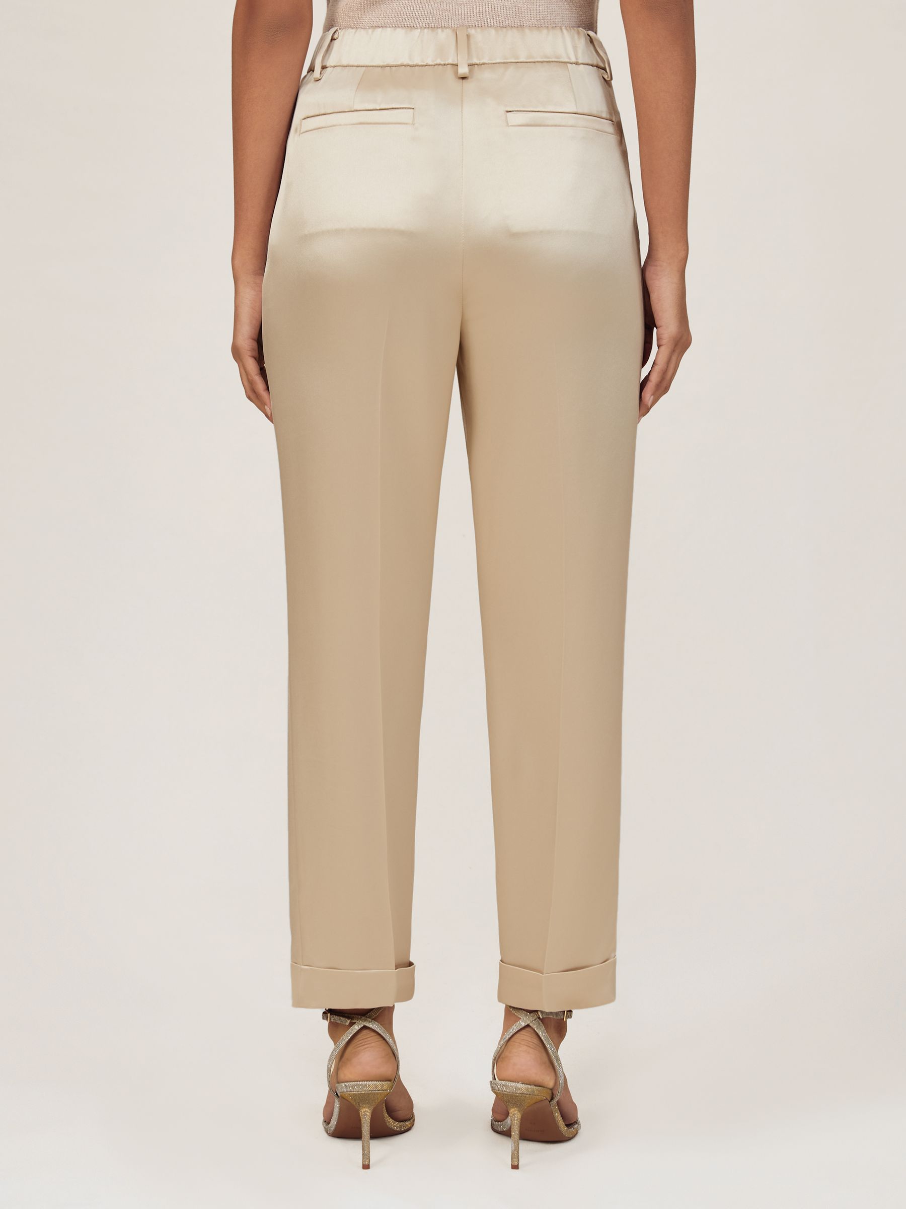 Satin Tapered Trousers in Neutral - image 4