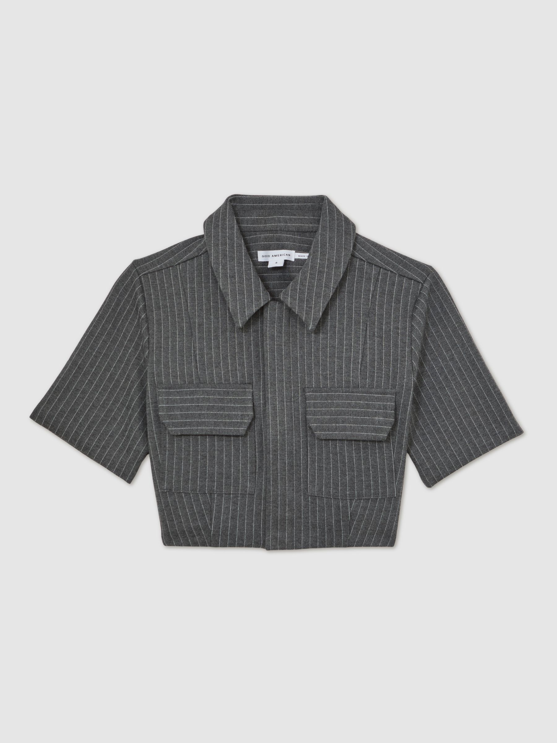 Good American Stretch-Ponte Crop Top in Charcoal Grey