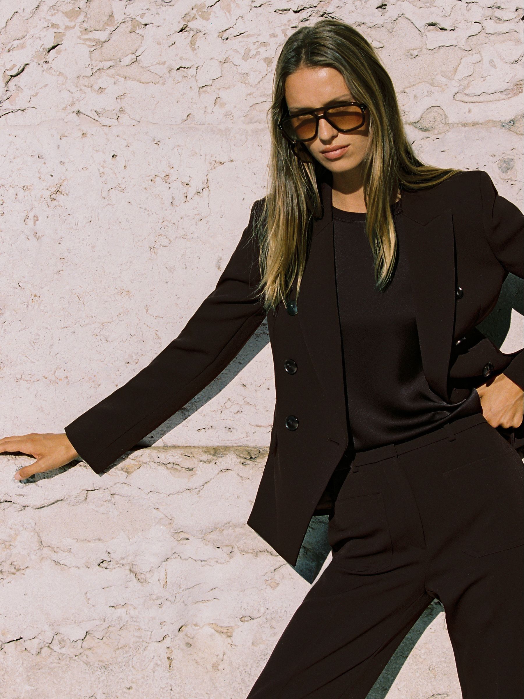 Double-Breasted Suit Blazer in Chocolate Brown - Image 1 of 7