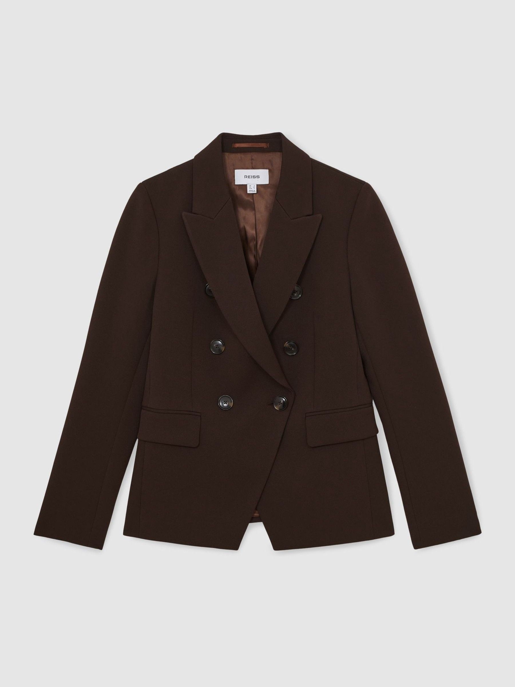 Double-Breasted Suit Blazer in Chocolate Brown - Image 2 of 7