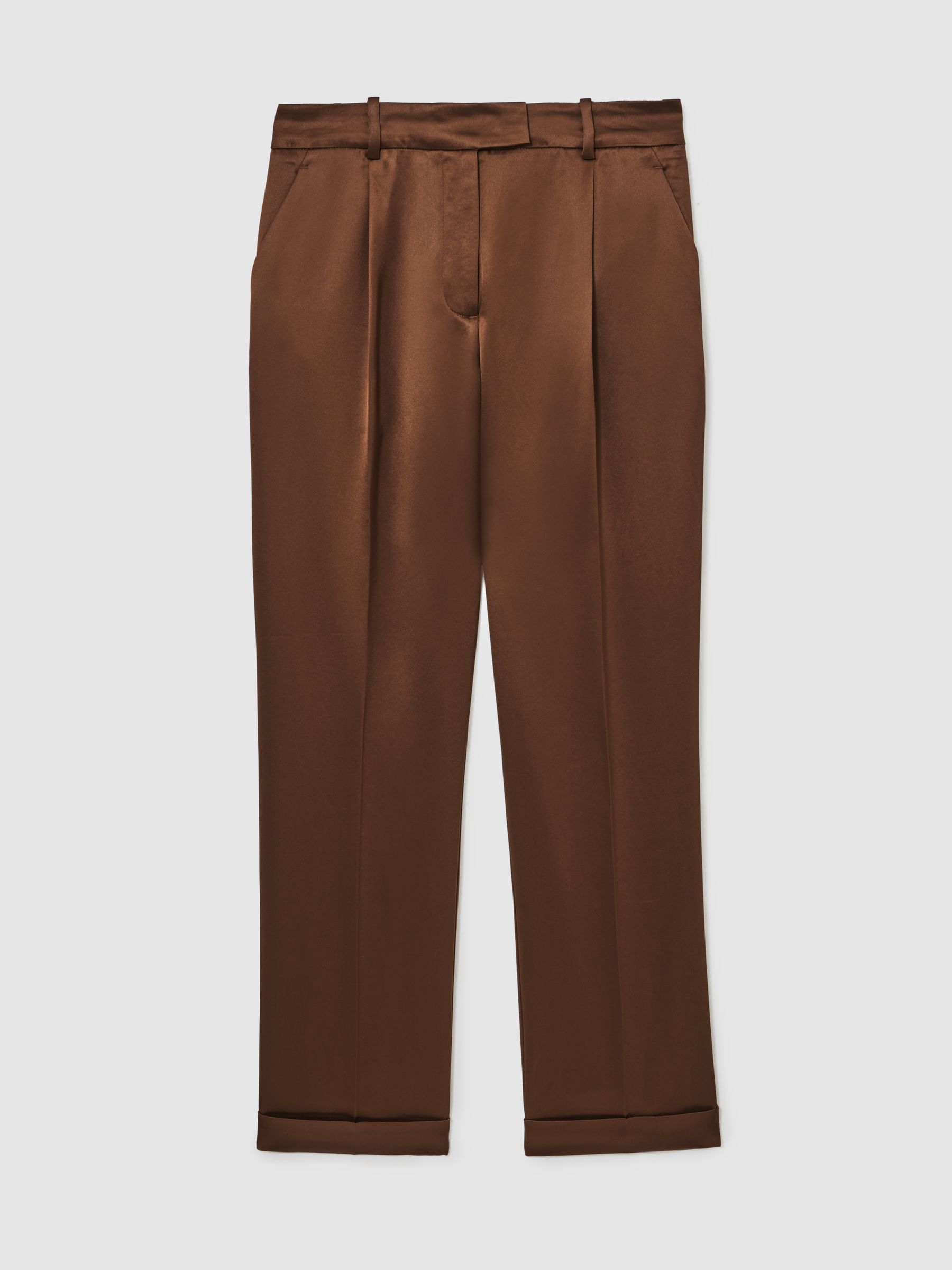 Satin Tapered Trousers in Bronze - image 1