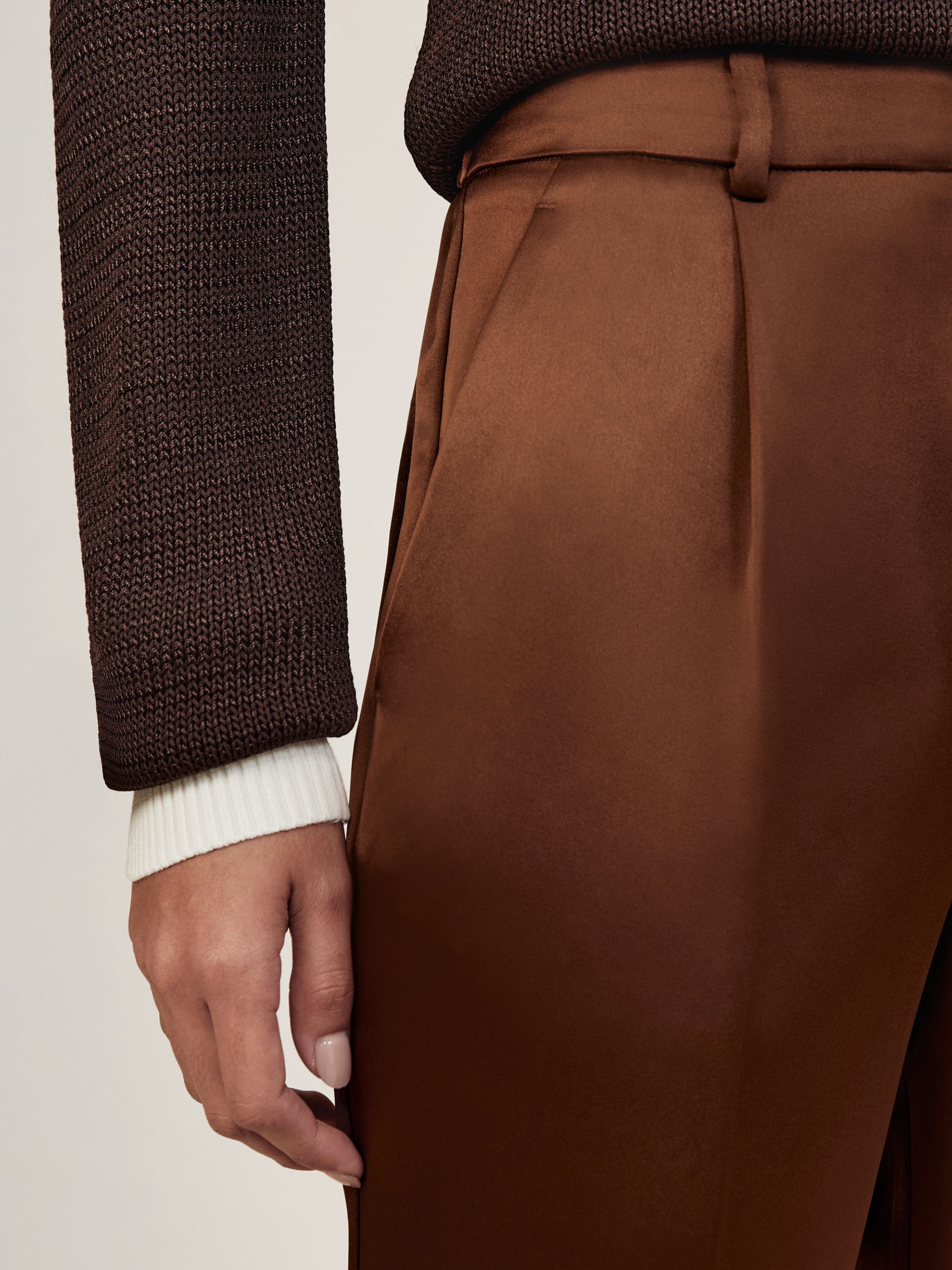 Satin Tapered Trousers in Bronze - image 3