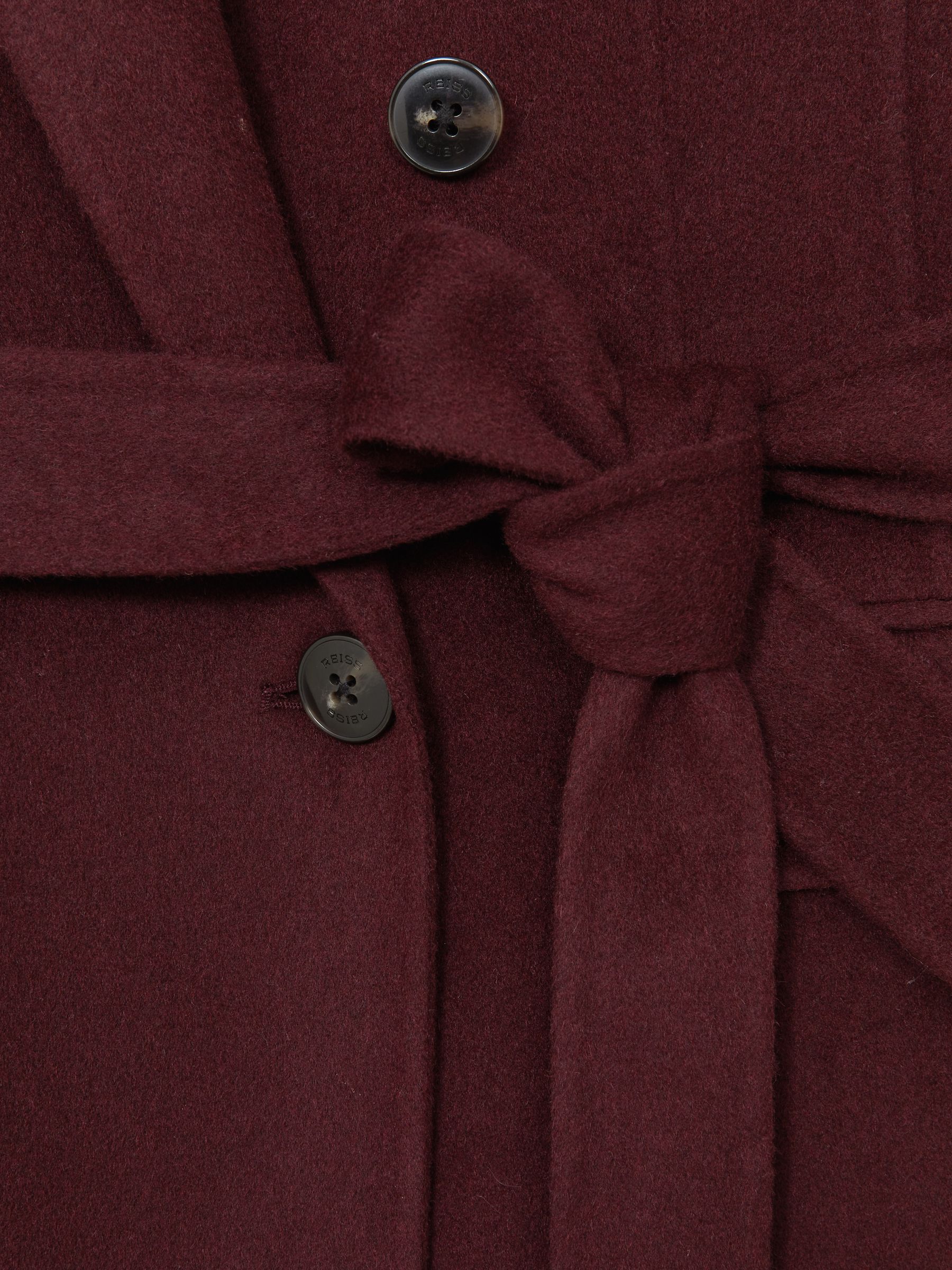 Double-Breasted Blindseam Coat Wool-Blend in Burgundy - Image 7 of 7