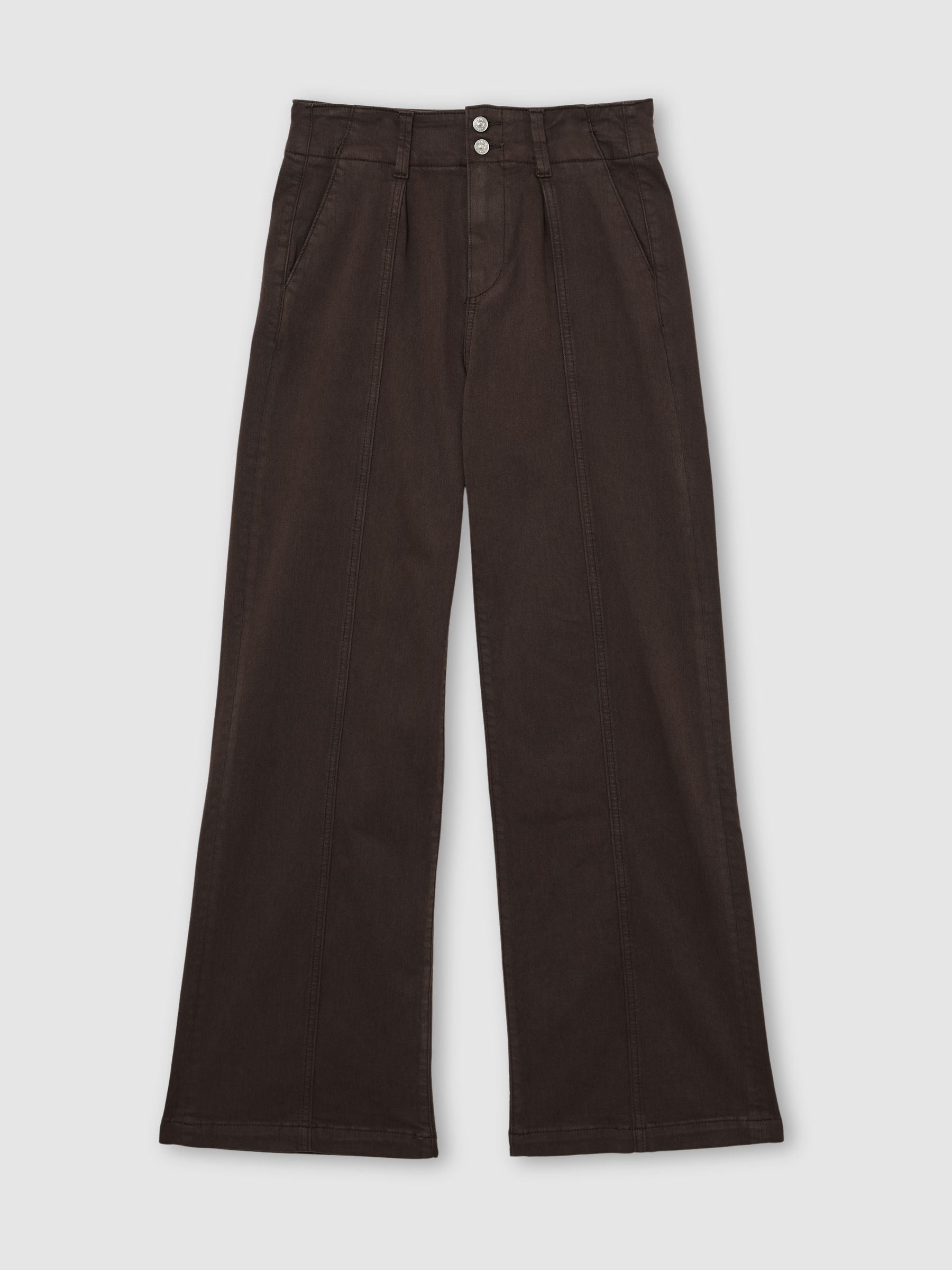 Paige Soft-Stretch Wide-Leg Jeans in Chocolate Brown - Image 2 of 6