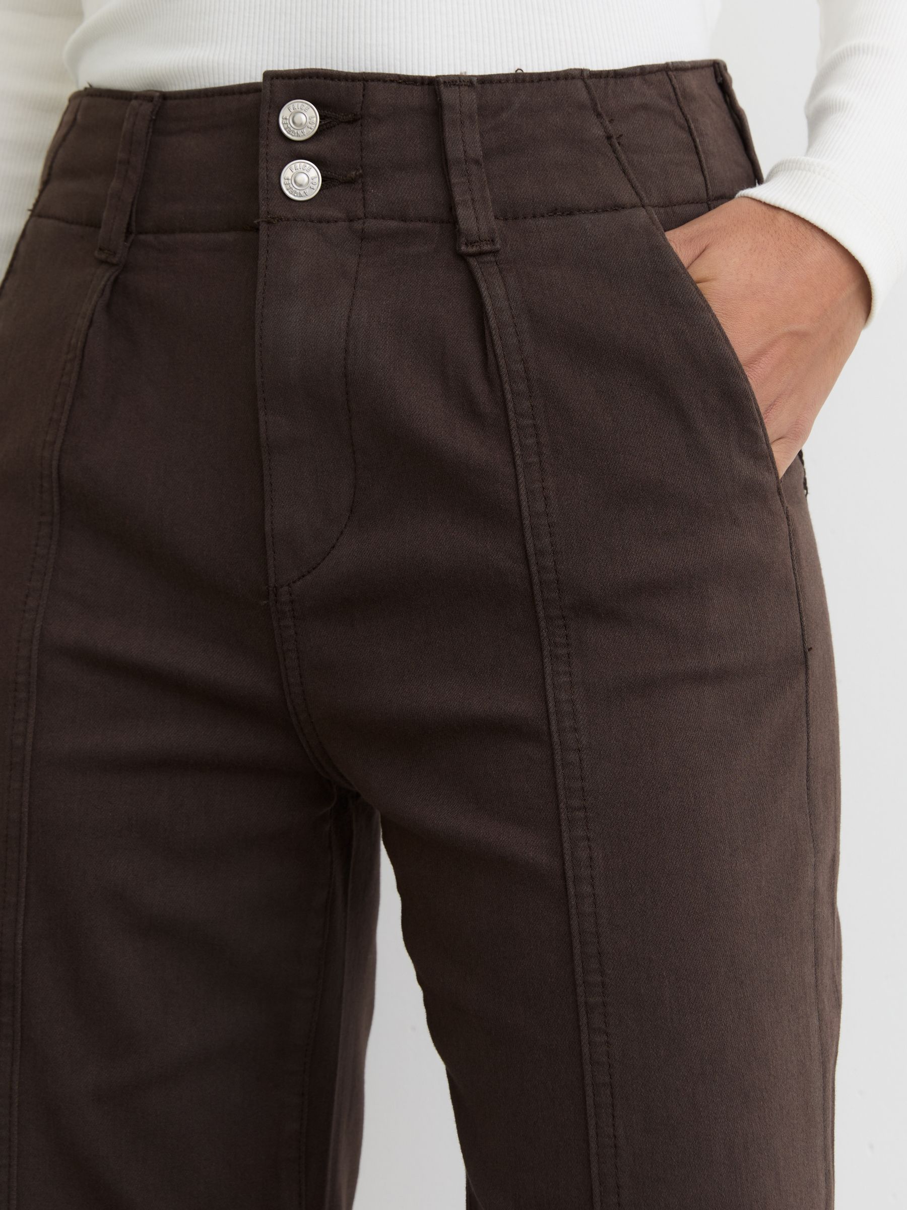 Paige Soft-Stretch Wide-Leg Jeans in Chocolate Brown - Image 4 of 6