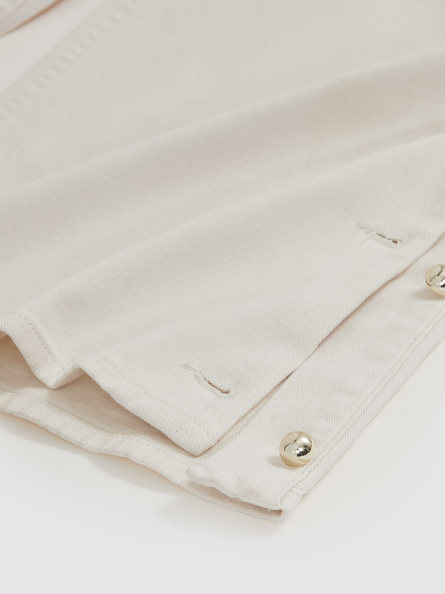 Petite Side Button Wide Leg Jeans in Cream - image 4