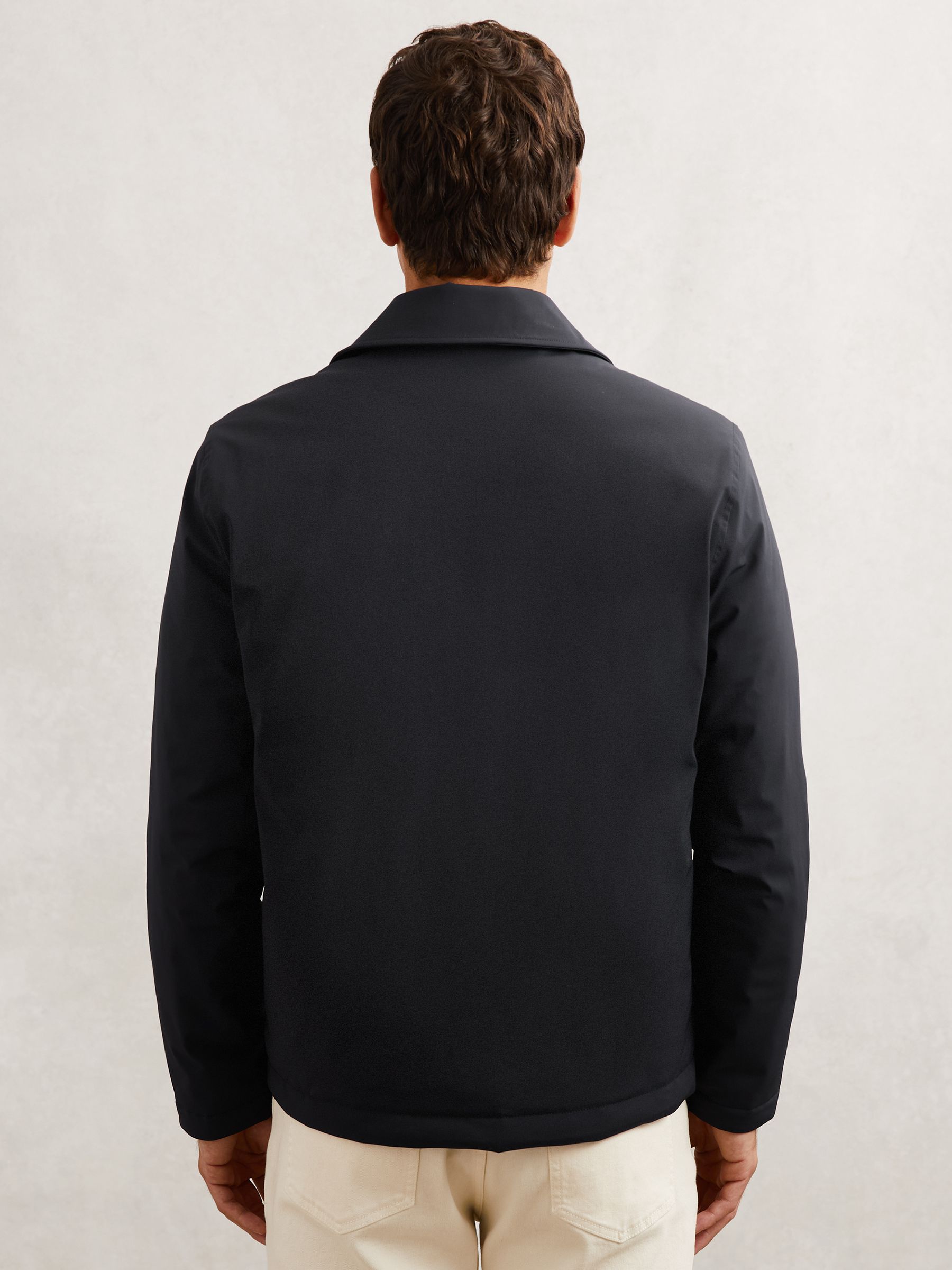 Lightly-Padded Patch-Pocket Overshirt in Navy - Image 5 of 6